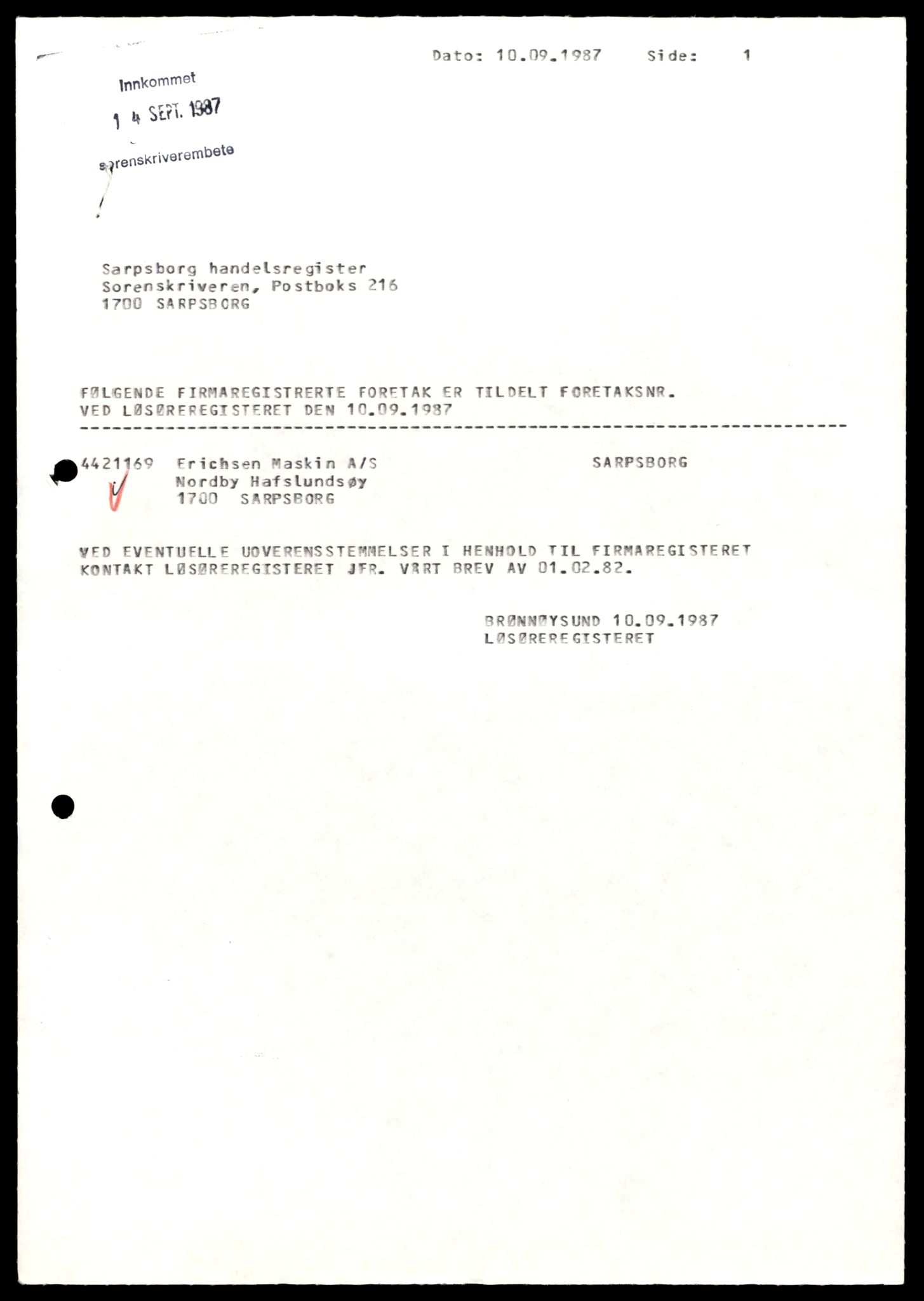 Tune sorenskriveri, SAT/A-10470/K/Ke/Kec/L0004: Aksjeselskap, Er - G, 1944-1990, s. 7