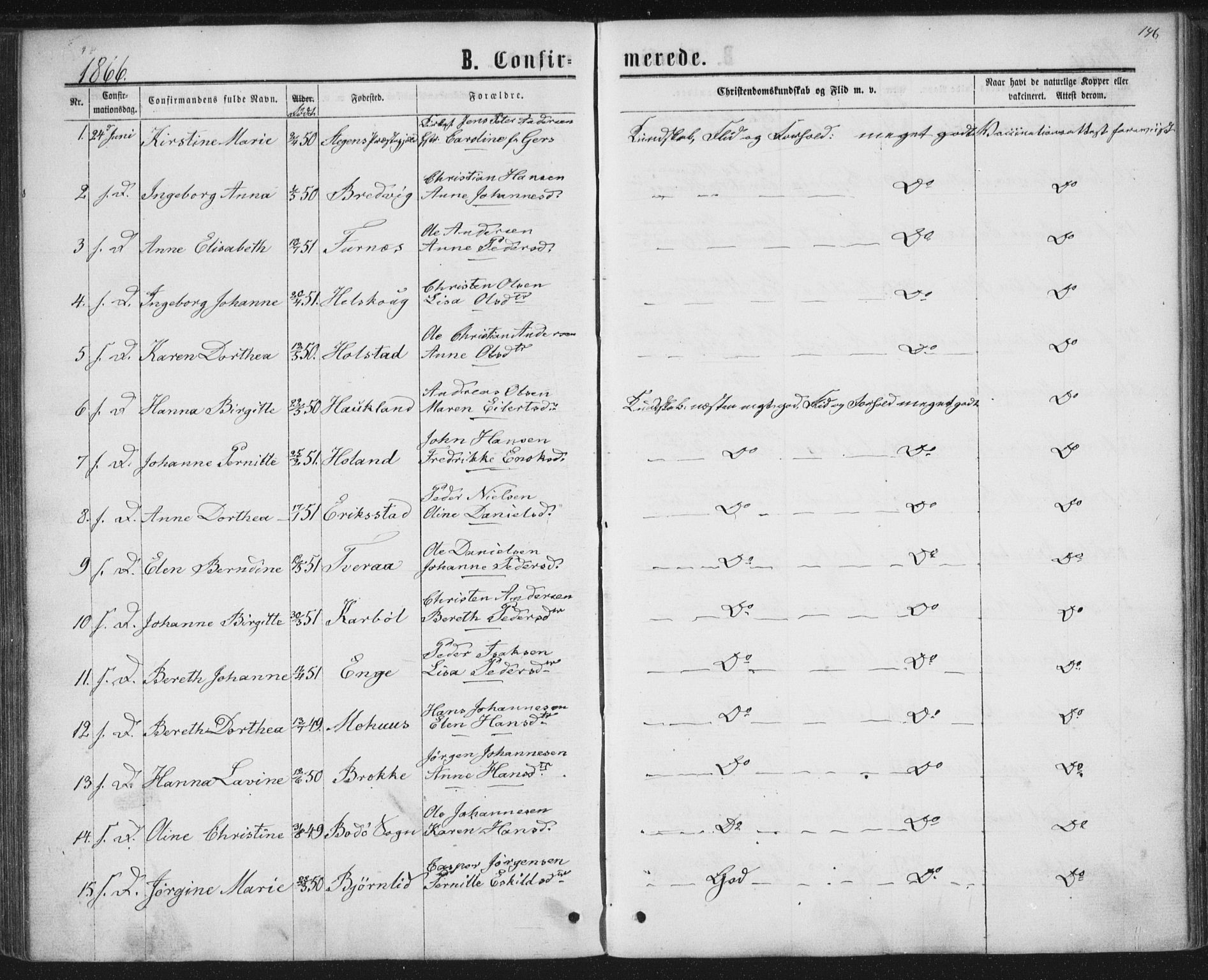 Ministerialprotokoller, klokkerbøker og fødselsregistre - Nordland, AV/SAT-A-1459/852/L0739: Ministerialbok nr. 852A09, 1866-1877, s. 146