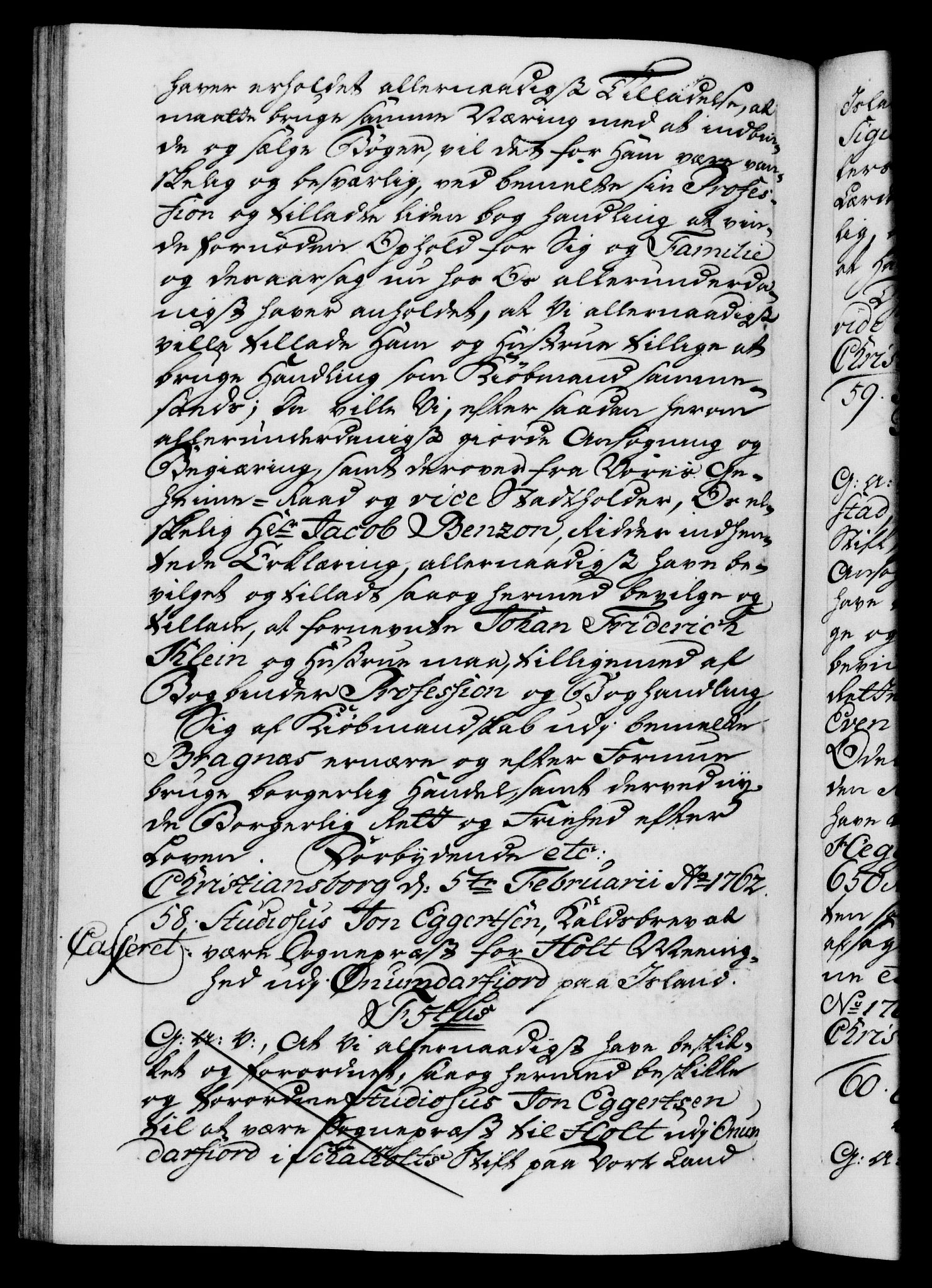 Danske Kanselli 1572-1799, AV/RA-EA-3023/F/Fc/Fca/Fcaa/L0041: Norske registre, 1760-1762, s. 652b