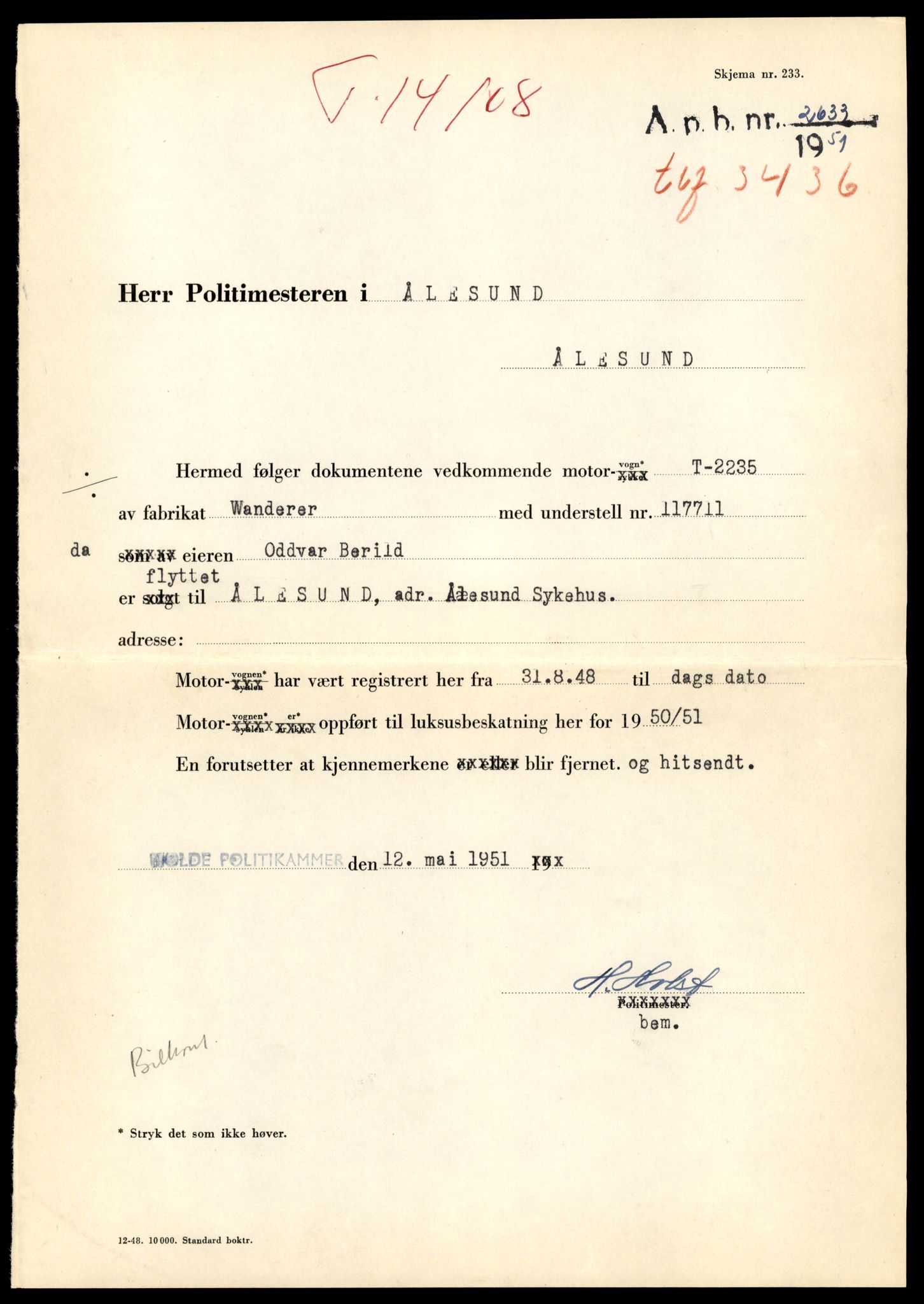 Møre og Romsdal vegkontor - Ålesund trafikkstasjon, AV/SAT-A-4099/F/Fe/L0043: Registreringskort for kjøretøy T 14080 - T 14204, 1927-1998, s. 721