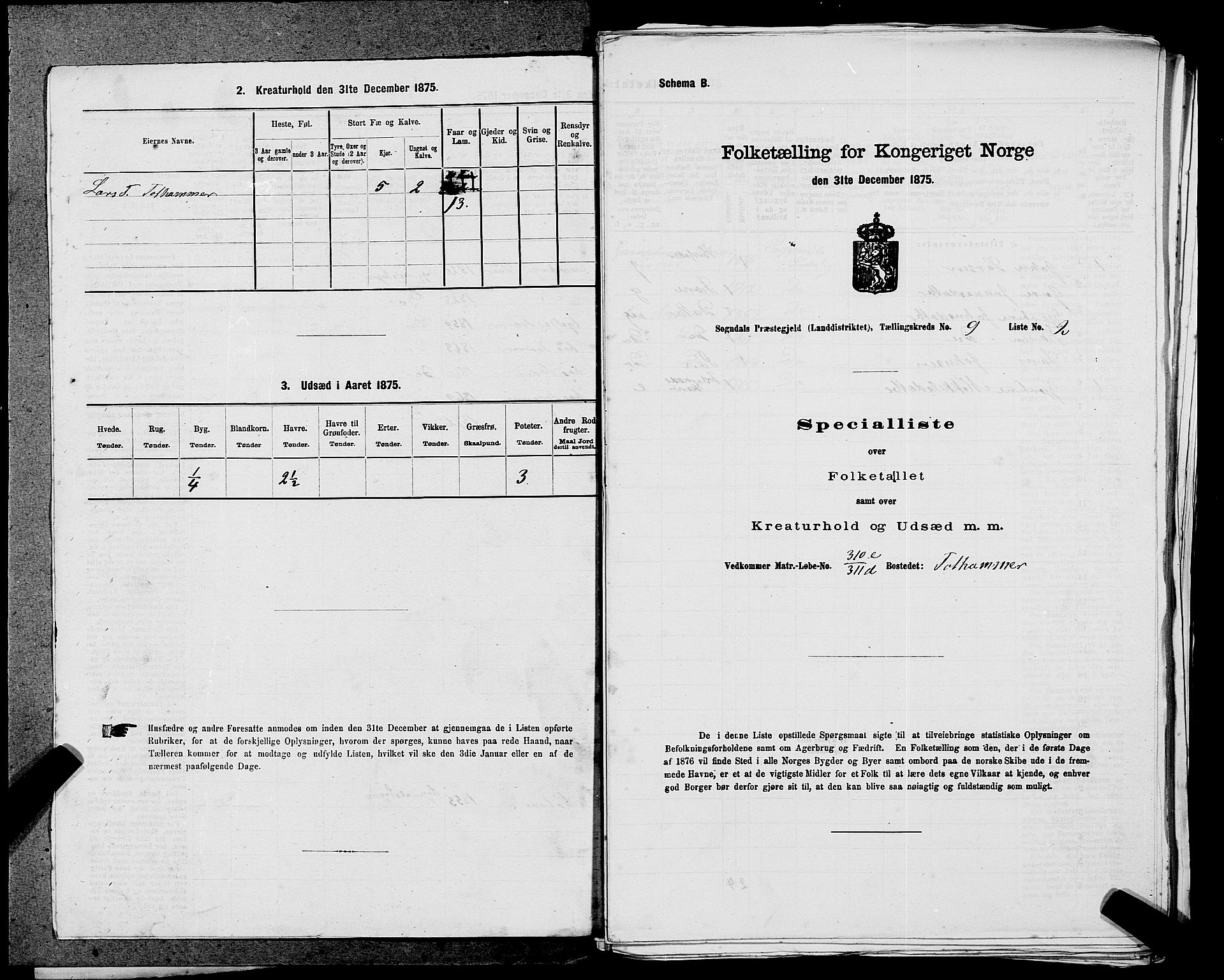 SAST, Folketelling 1875 for 1111L Sokndal prestegjeld, Sokndal landsokn, 1875, s. 808