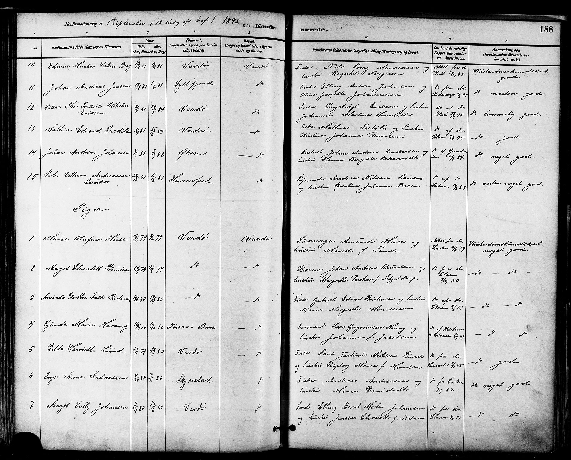 Vardø sokneprestkontor, AV/SATØ-S-1332/H/Ha/L0007kirke: Ministerialbok nr. 7, 1886-1897, s. 188
