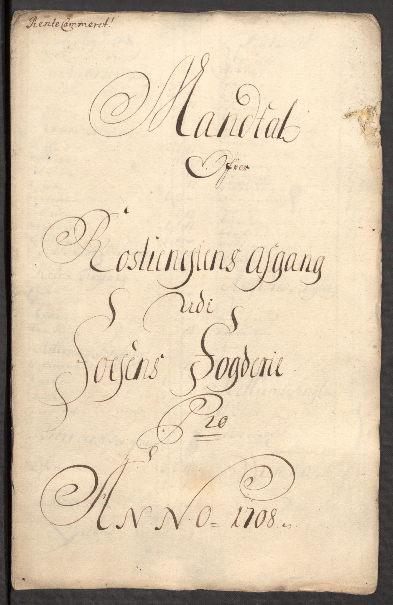 Rentekammeret inntil 1814, Reviderte regnskaper, Fogderegnskap, RA/EA-4092/R57/L3858: Fogderegnskap Fosen, 1708-1709, s. 186