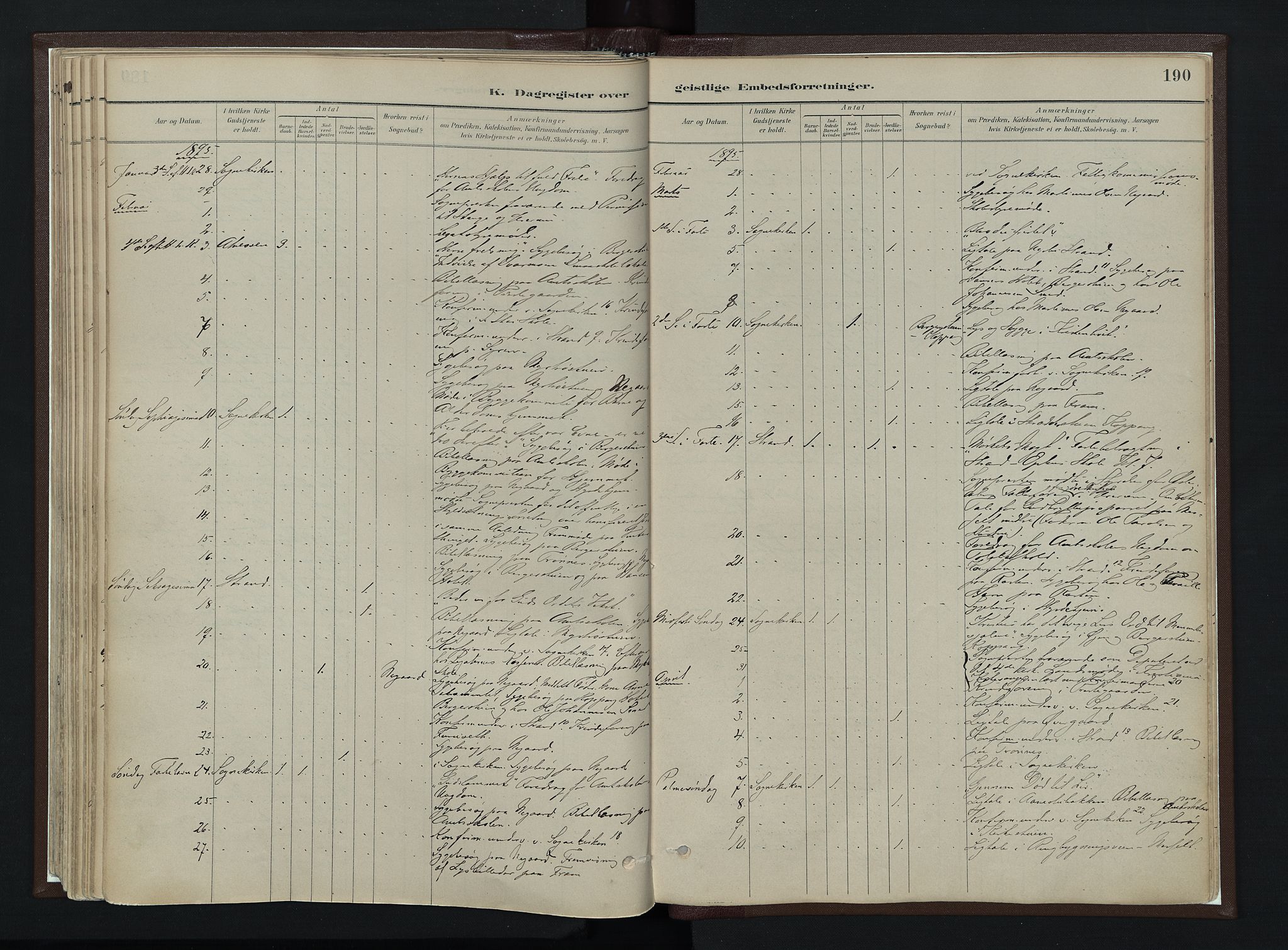 Stor-Elvdal prestekontor, AV/SAH-PREST-052/H/Ha/Haa/L0003: Ministerialbok nr. 3, 1882-1901, s. 190