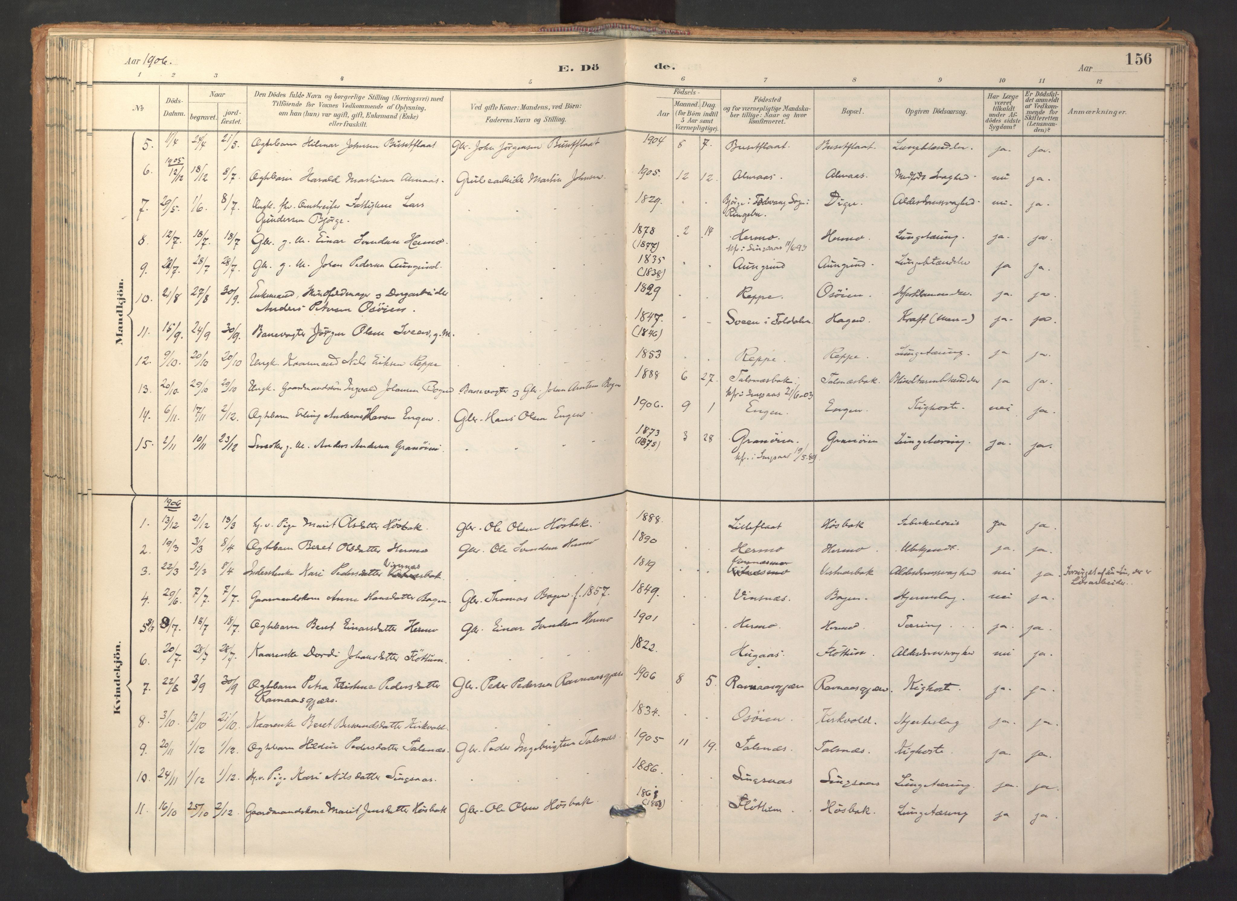 Ministerialprotokoller, klokkerbøker og fødselsregistre - Sør-Trøndelag, SAT/A-1456/688/L1025: Ministerialbok nr. 688A02, 1891-1909, s. 156