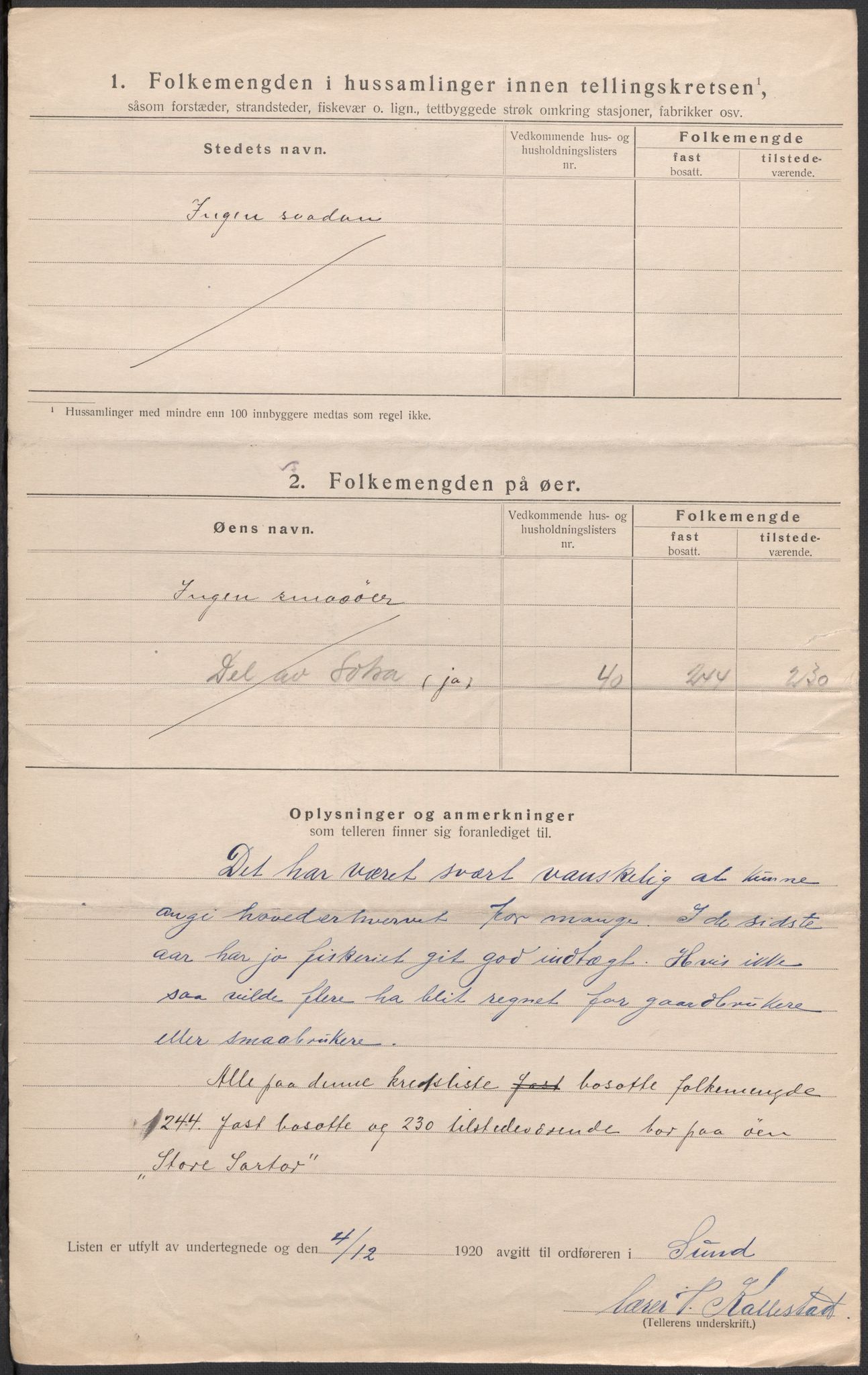 SAB, Folketelling 1920 for 1245 Sund herred, 1920, s. 33