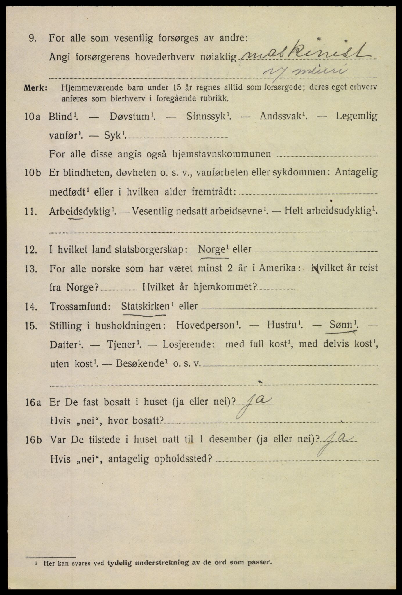 SAK, Folketelling 1920 for 0902 Tvedestrand ladested, 1920, s. 2126