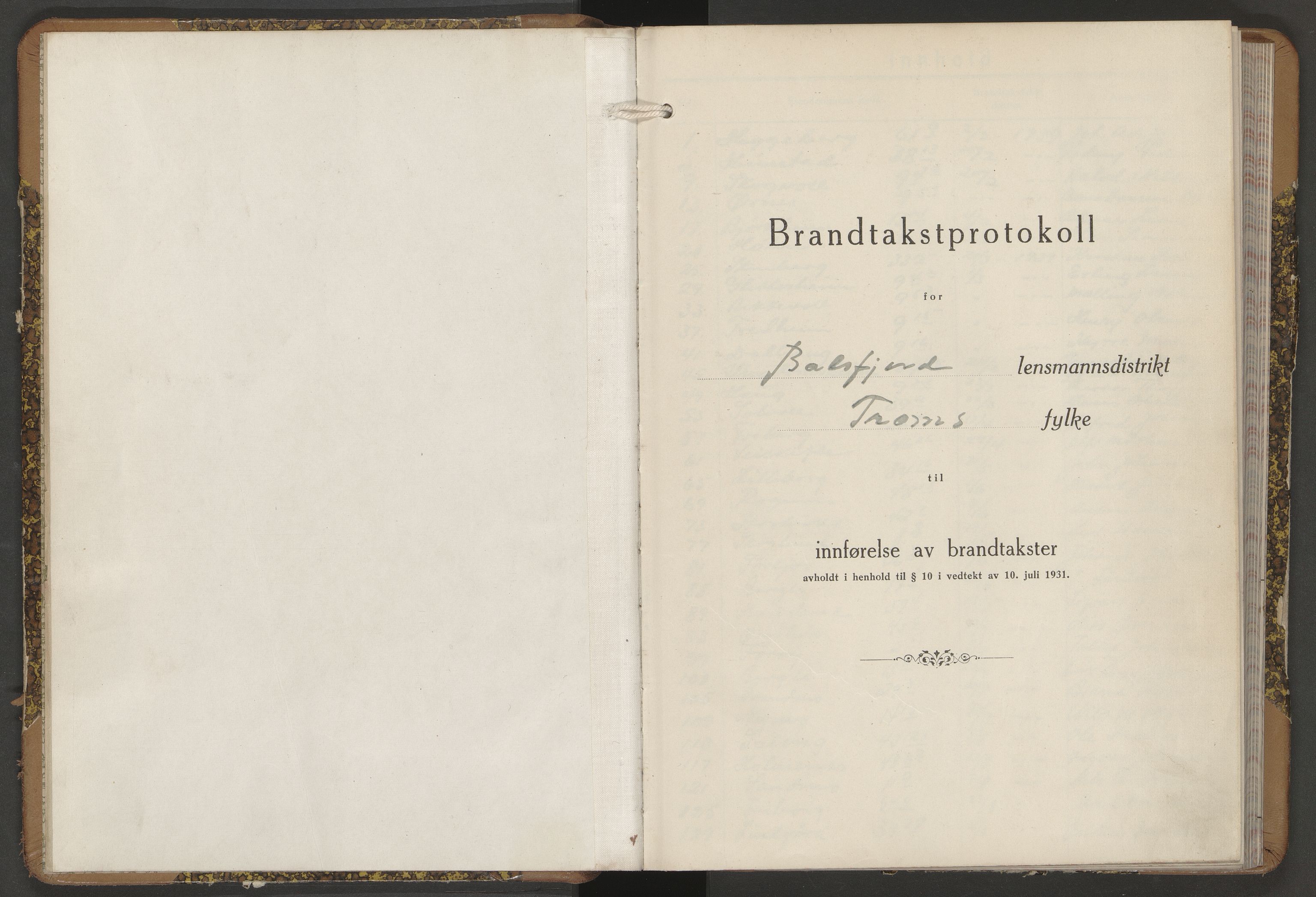 Lensmannen i Balsfjord, AV/SATØ-S-0085/Hf/Hfb/L0193: Branntakstprotokoller 1873-1980. Med register, 1939-1941