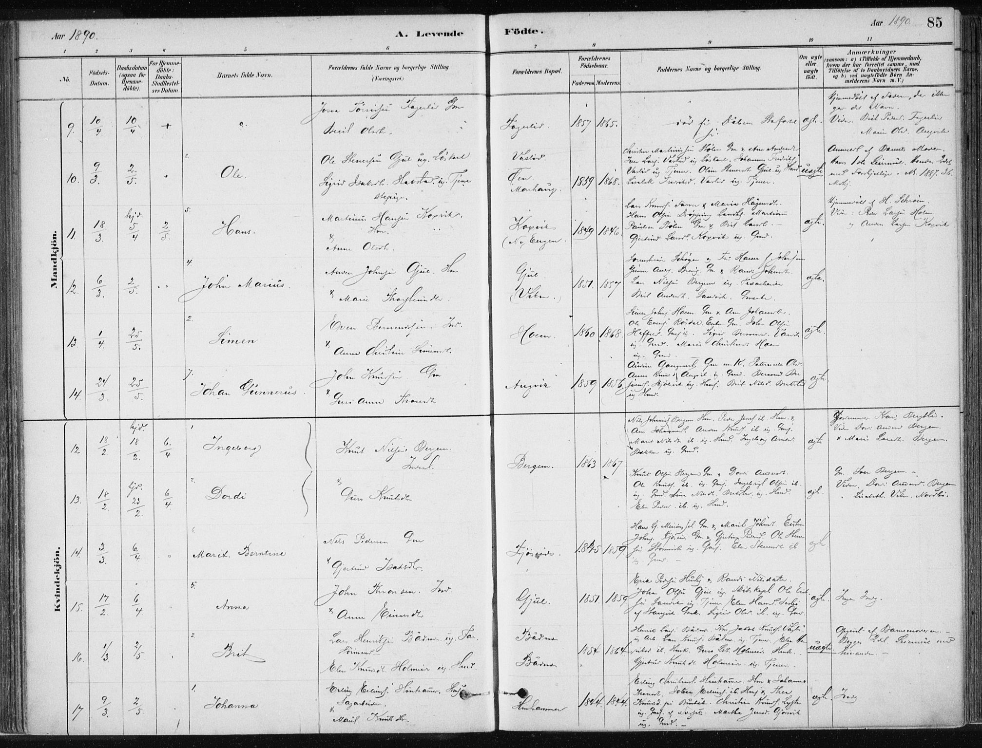 Ministerialprotokoller, klokkerbøker og fødselsregistre - Møre og Romsdal, AV/SAT-A-1454/586/L0987: Ministerialbok nr. 586A13, 1879-1892, s. 85