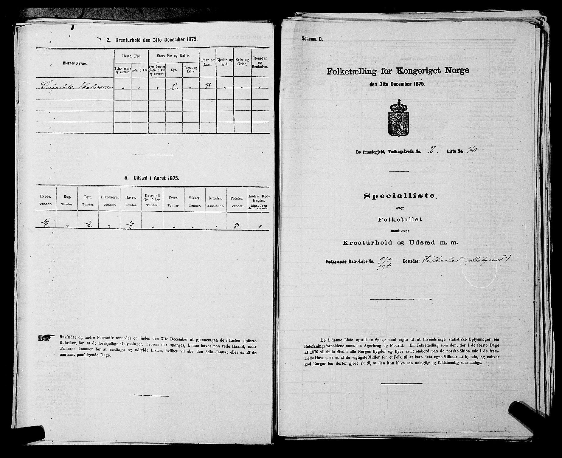 SAKO, Folketelling 1875 for 0821P Bø prestegjeld, 1875, s. 279