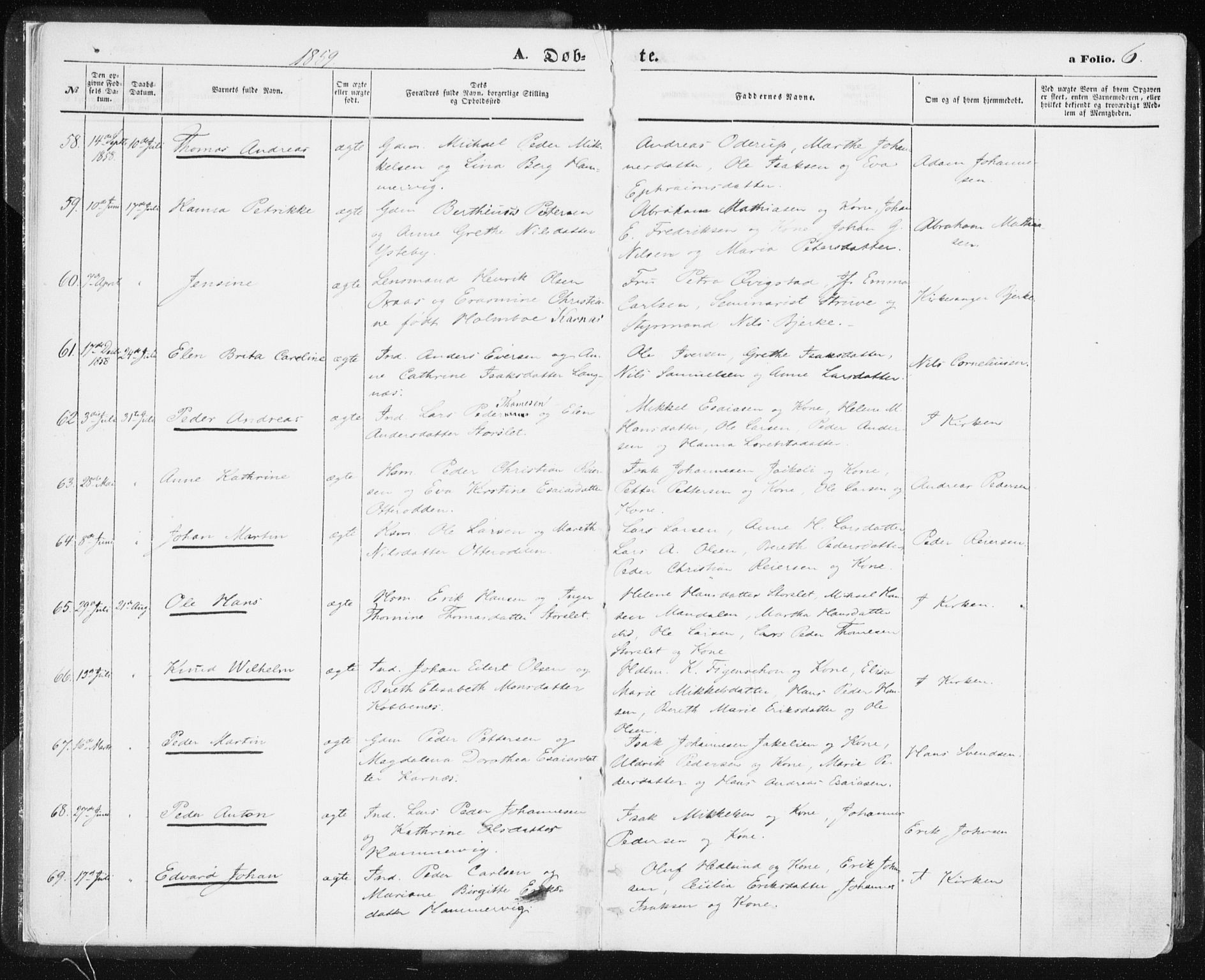 Lyngen sokneprestembete, AV/SATØ-S-1289/H/He/Hea/L0005kirke: Ministerialbok nr. 5, 1859-1869, s. 6