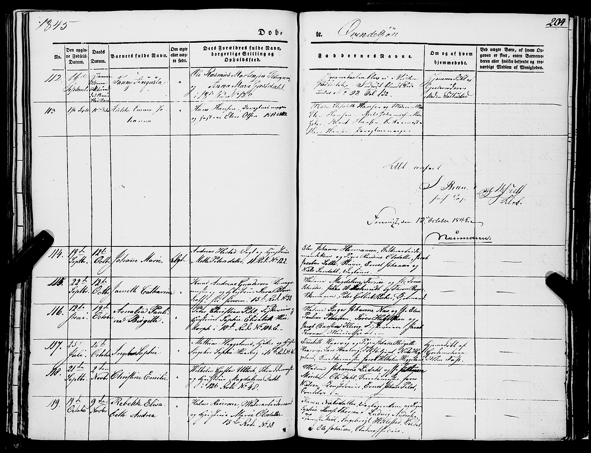 Domkirken sokneprestembete, AV/SAB-A-74801/H/Haa/L0019: Ministerialbok nr. B 2, 1841-1851, s. 204