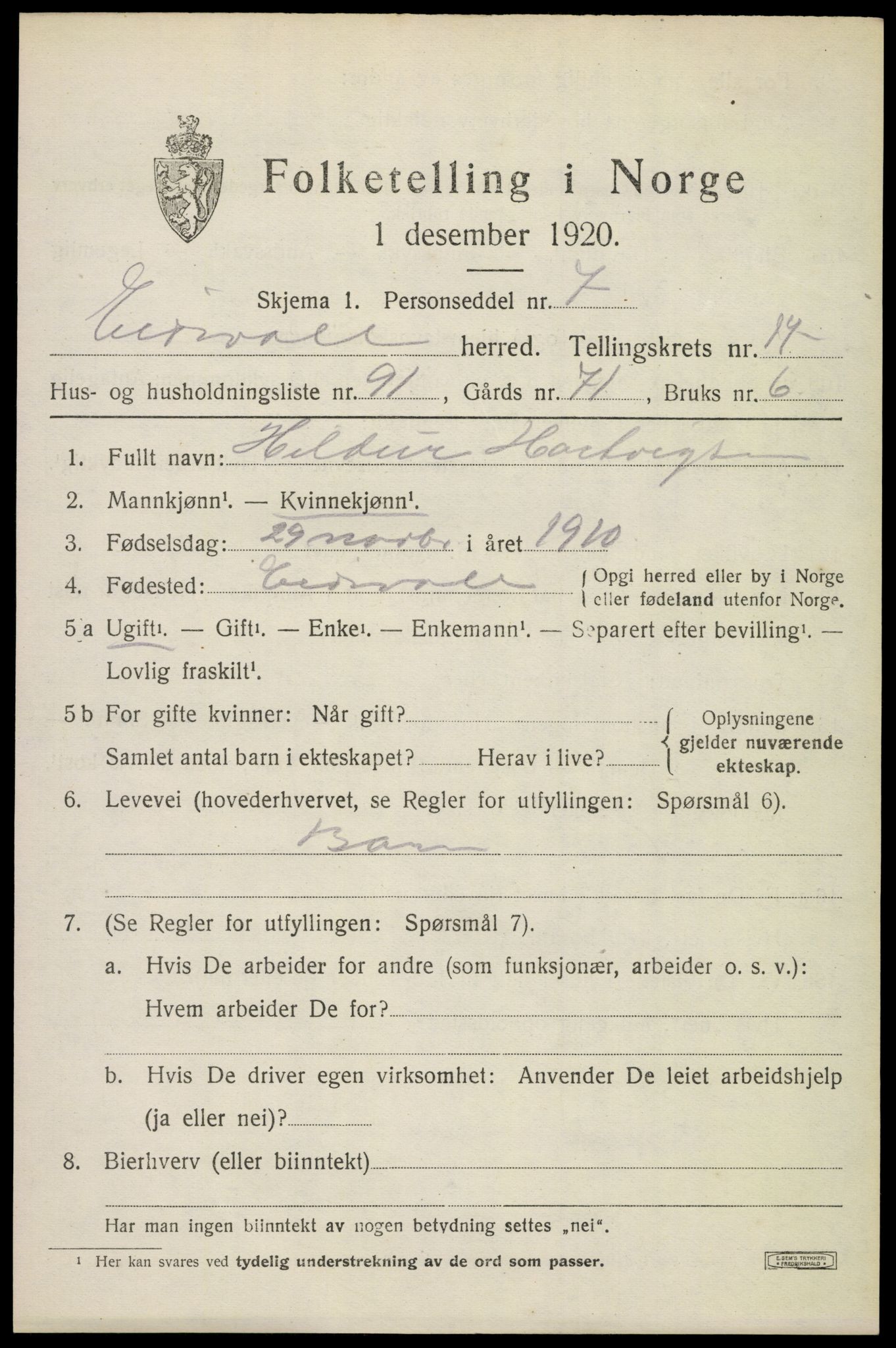 SAO, Folketelling 1920 for 0237 Eidsvoll herred, 1920, s. 24701