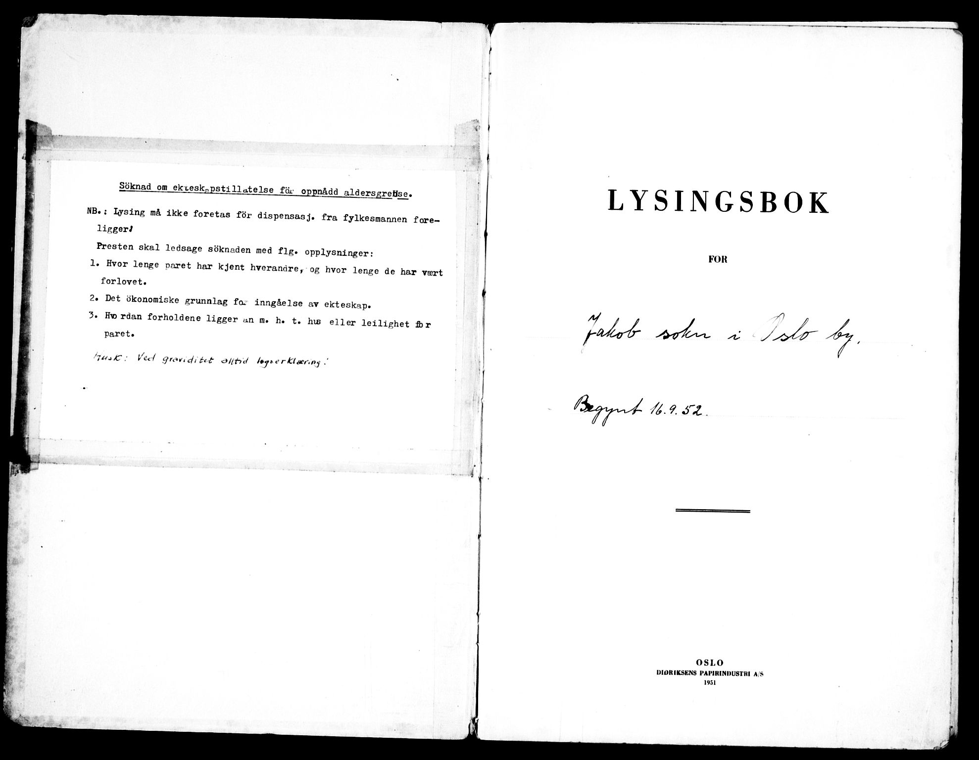 Jakob prestekontor Kirkebøker, SAO/A-10850/H/Ha/L0004: Lysningsprotokoll nr. 4, 1952-1967