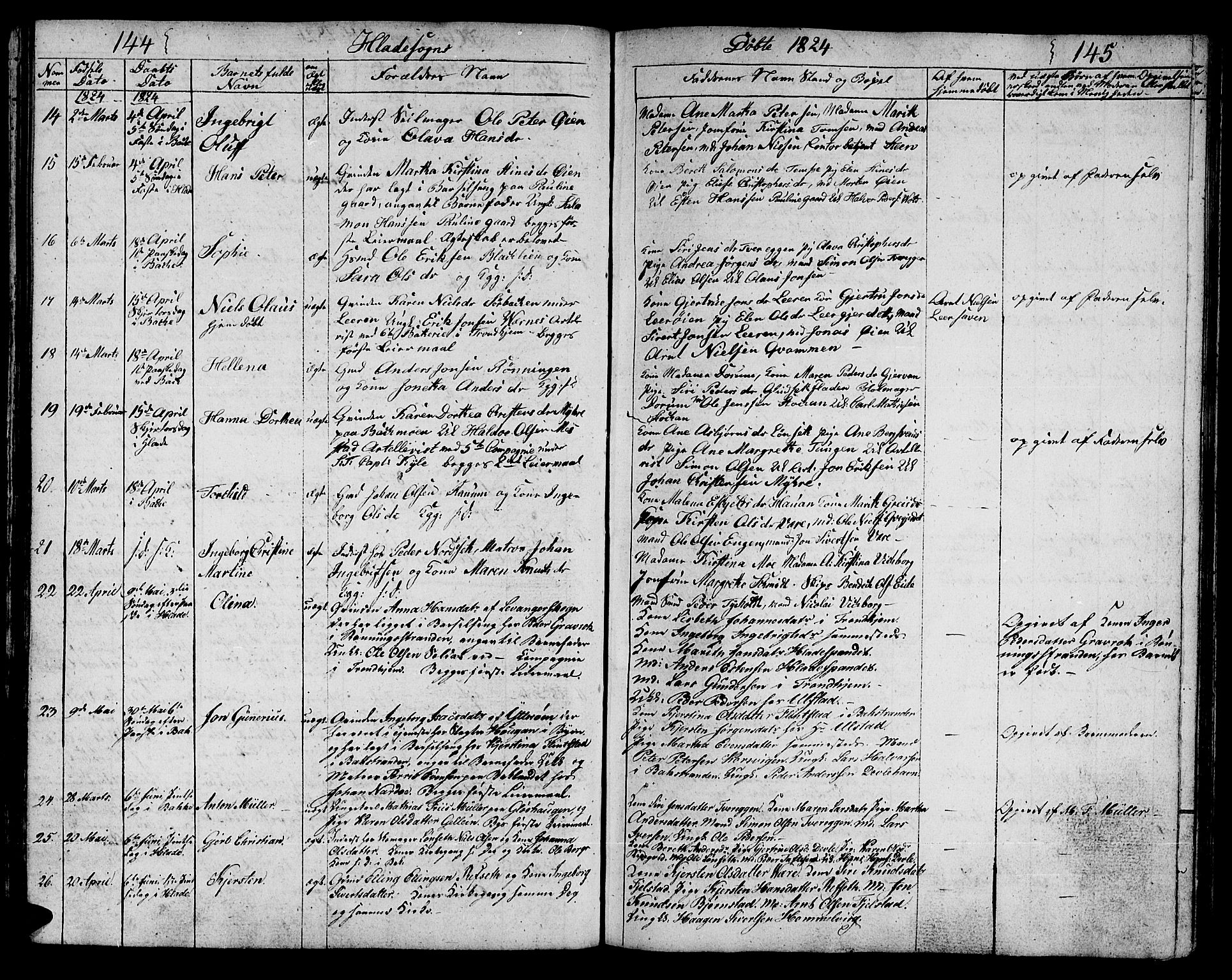 Ministerialprotokoller, klokkerbøker og fødselsregistre - Sør-Trøndelag, AV/SAT-A-1456/606/L0306: Klokkerbok nr. 606C02, 1797-1829, s. 144-145