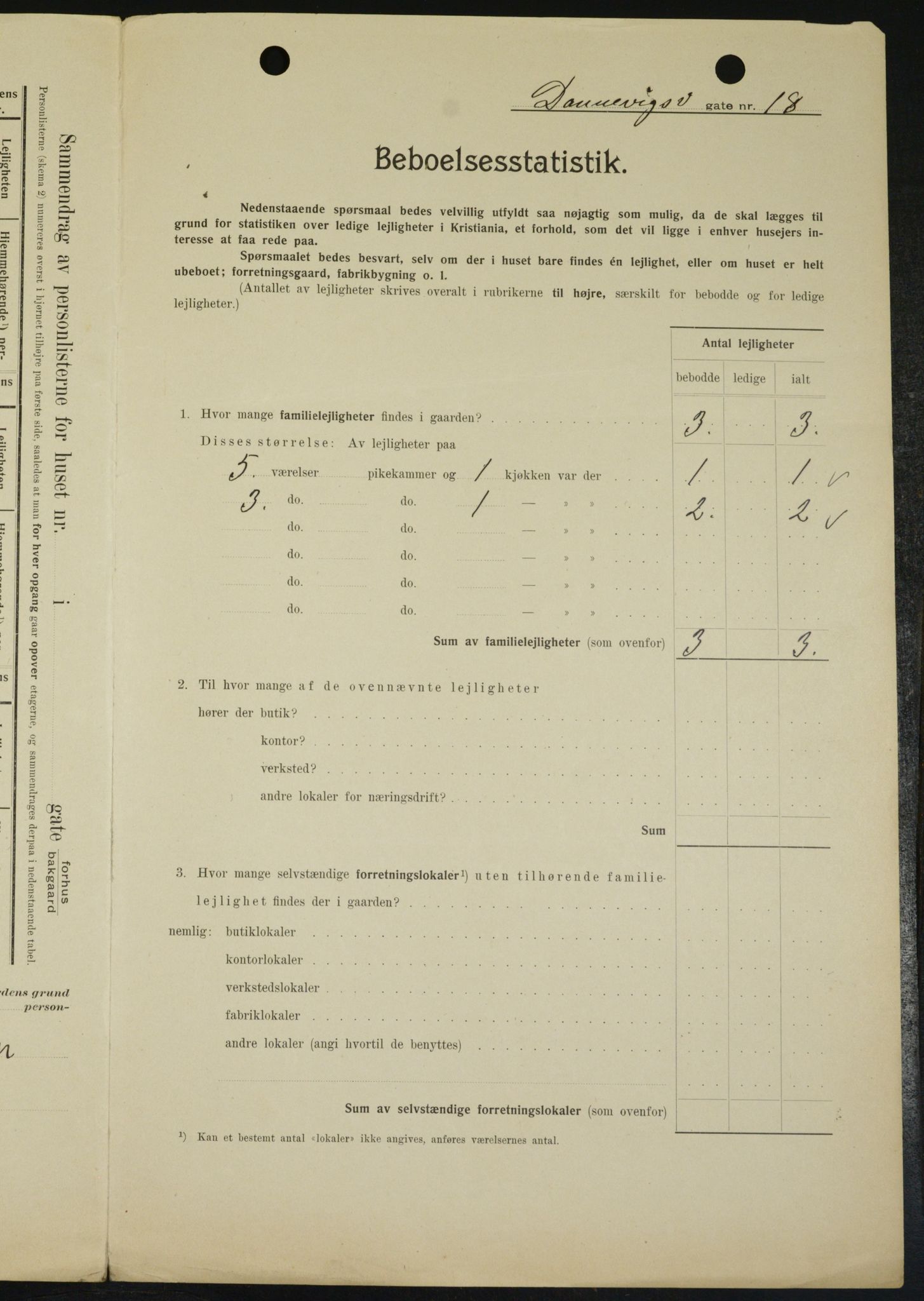 OBA, Kommunal folketelling 1.2.1909 for Kristiania kjøpstad, 1909, s. 13998