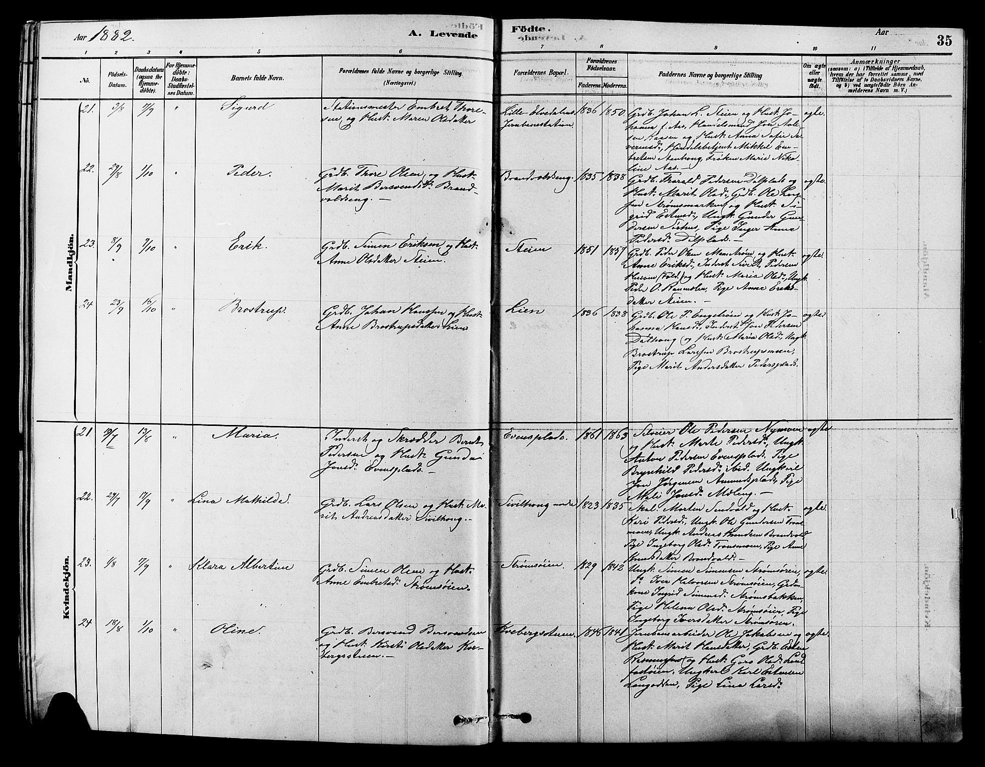 Alvdal prestekontor, SAH/PREST-060/H/Ha/Hab/L0003: Klokkerbok nr. 3, 1878-1907, s. 35