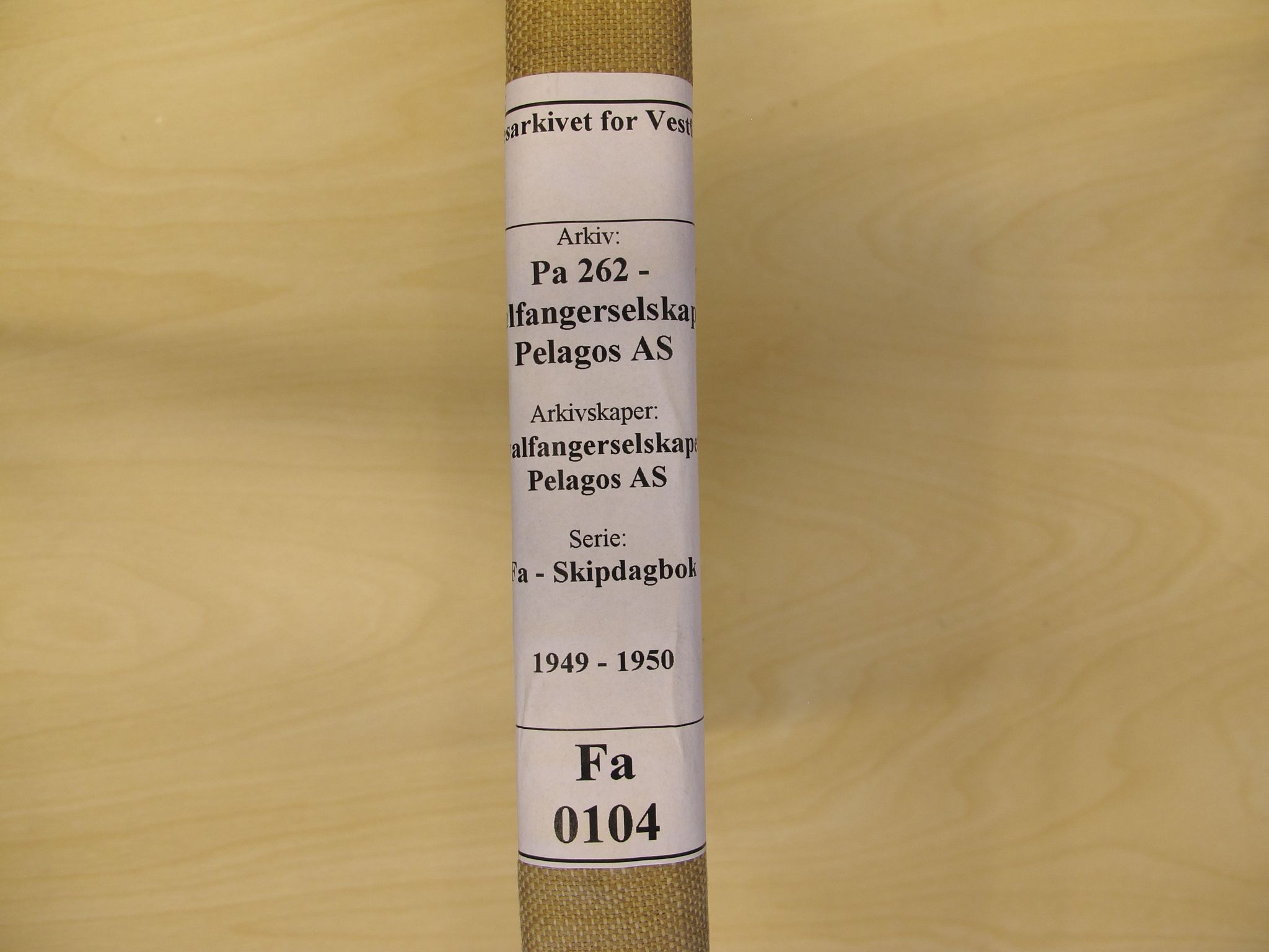 Pa 262 - Hvalfangerselskapet Pelagos AS, VEMU/A-1330/F/Fa/L0104: Pelagos, fl.k.  - dekksdagbok, 1949-1950