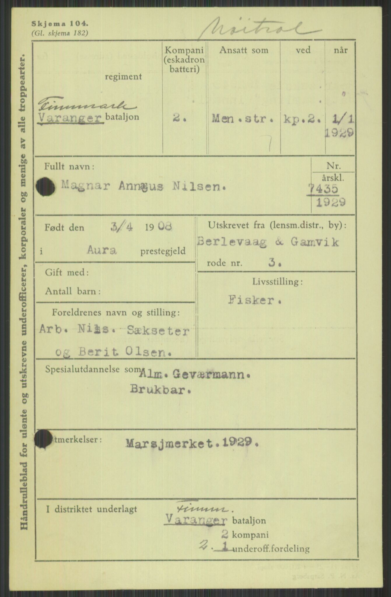 Forsvaret, Varanger bataljon, AV/RA-RAFA-2258/1/D/L0440: Rulleblad for fødte 1892-1912, 1892-1912, s. 975