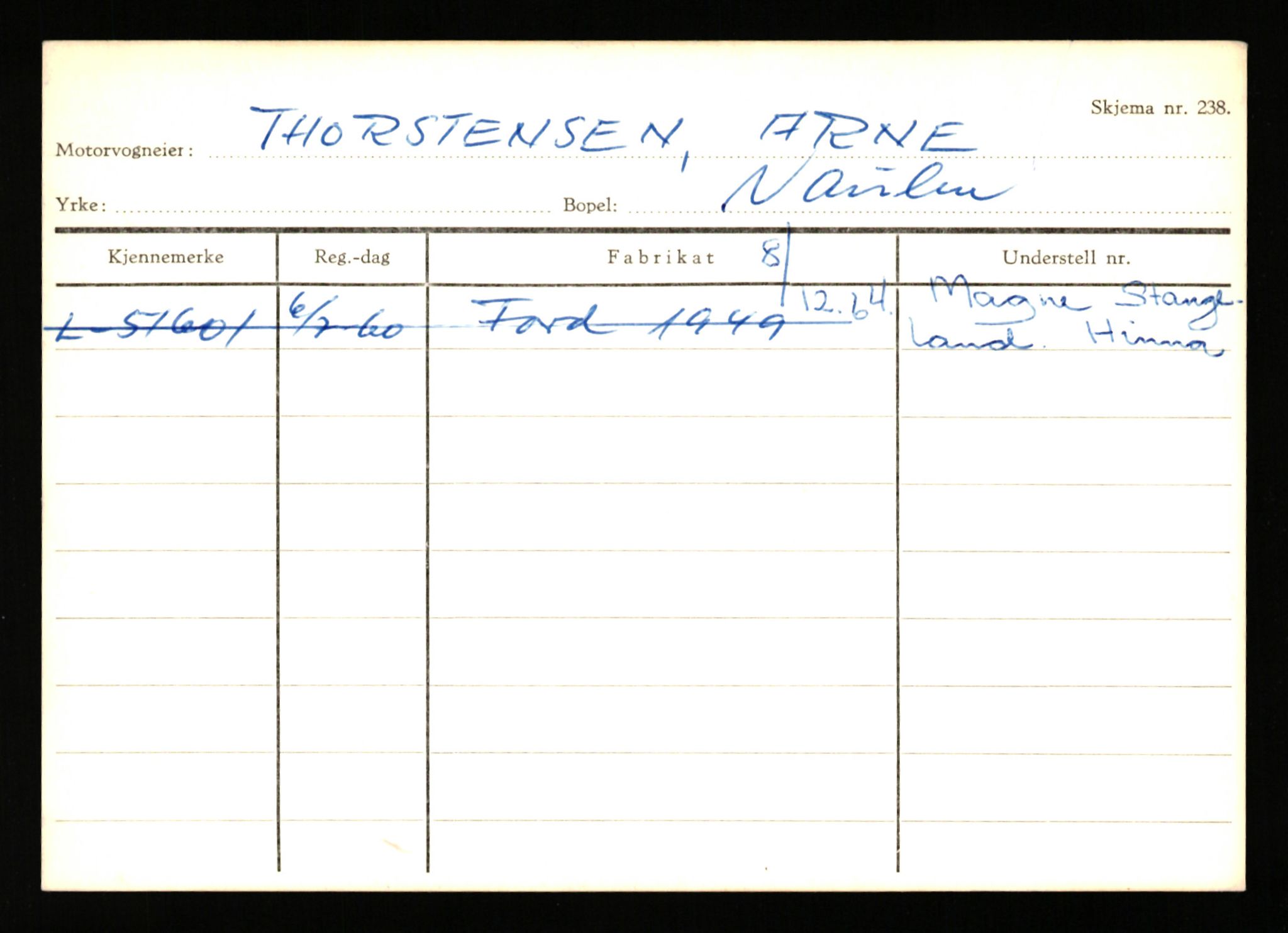 Stavanger trafikkstasjon, AV/SAST-A-101942/0/H/L0040: Torstensen - Ueland, 1930-1971, s. 7