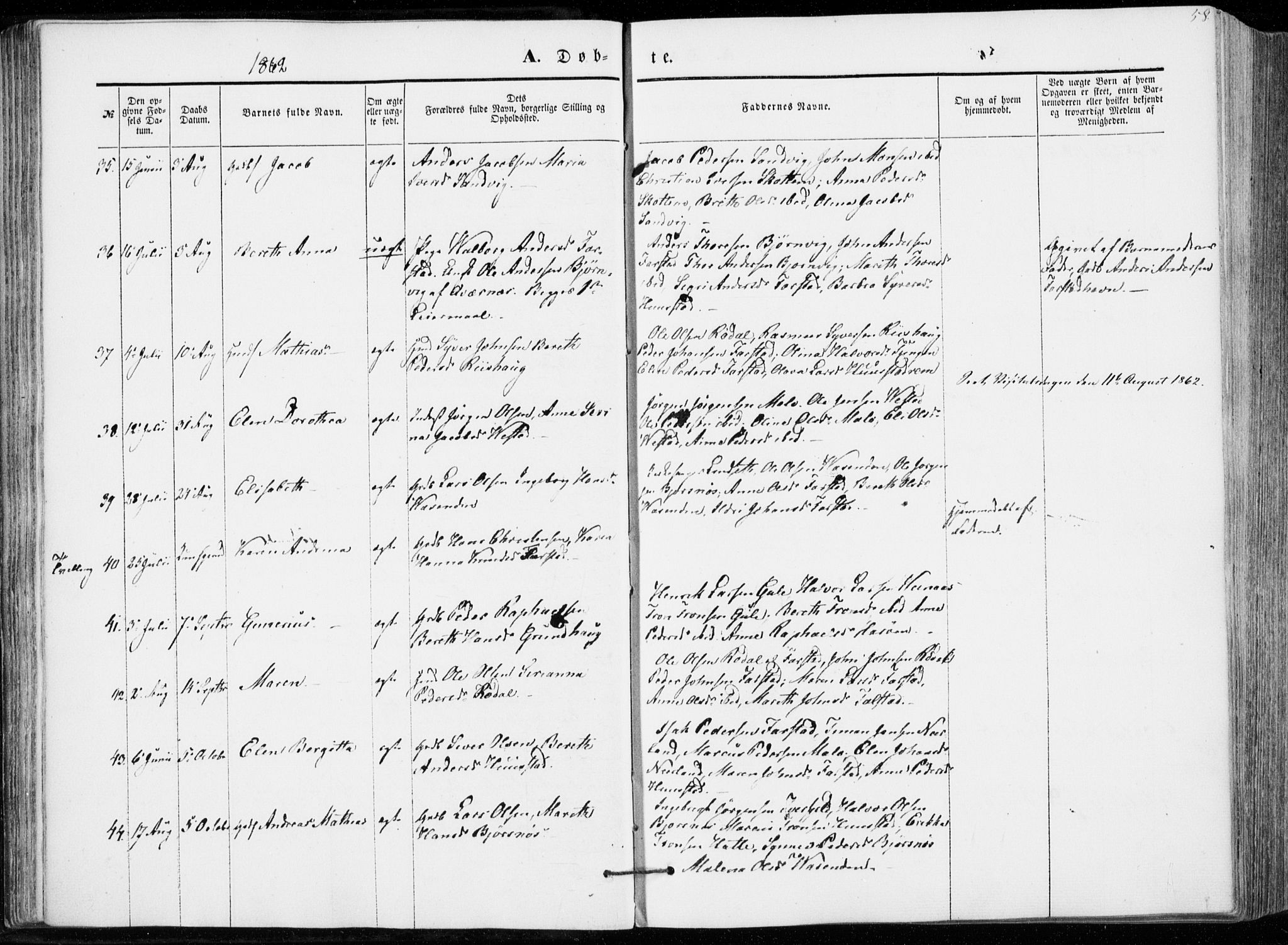 Ministerialprotokoller, klokkerbøker og fødselsregistre - Møre og Romsdal, SAT/A-1454/566/L0767: Ministerialbok nr. 566A06, 1852-1868, s. 58