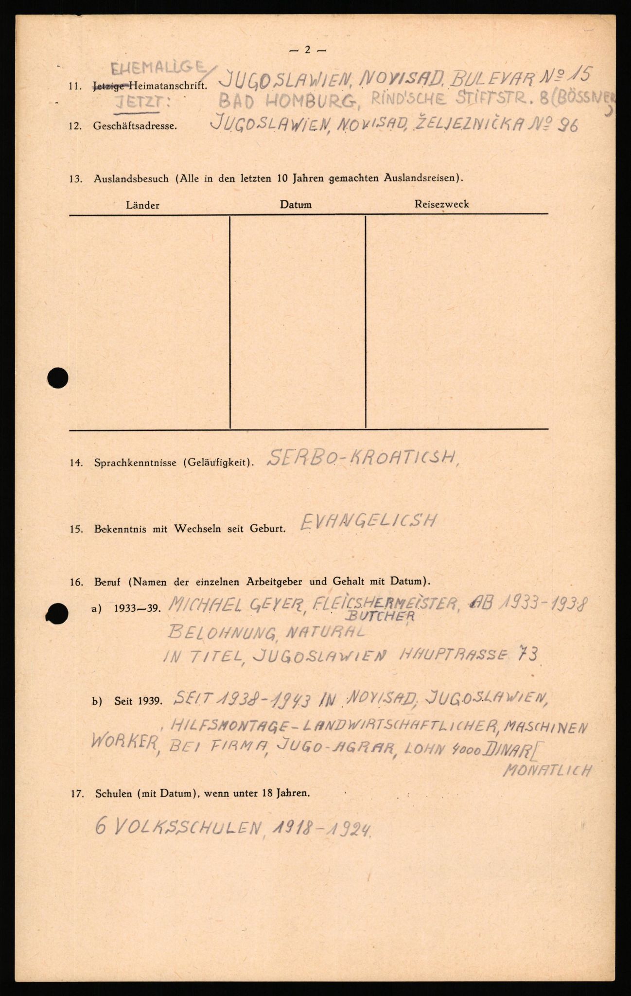 Forsvaret, Forsvarets overkommando II, AV/RA-RAFA-3915/D/Db/L0041: CI Questionaires.  Diverse nasjonaliteter., 1945-1946, s. 21