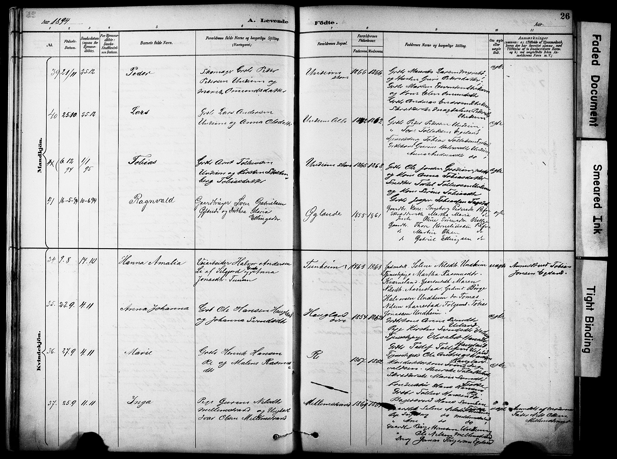 Lye sokneprestkontor, AV/SAST-A-101794/001/30BA/L0011: Ministerialbok nr. A 9, 1893-1903, s. 26