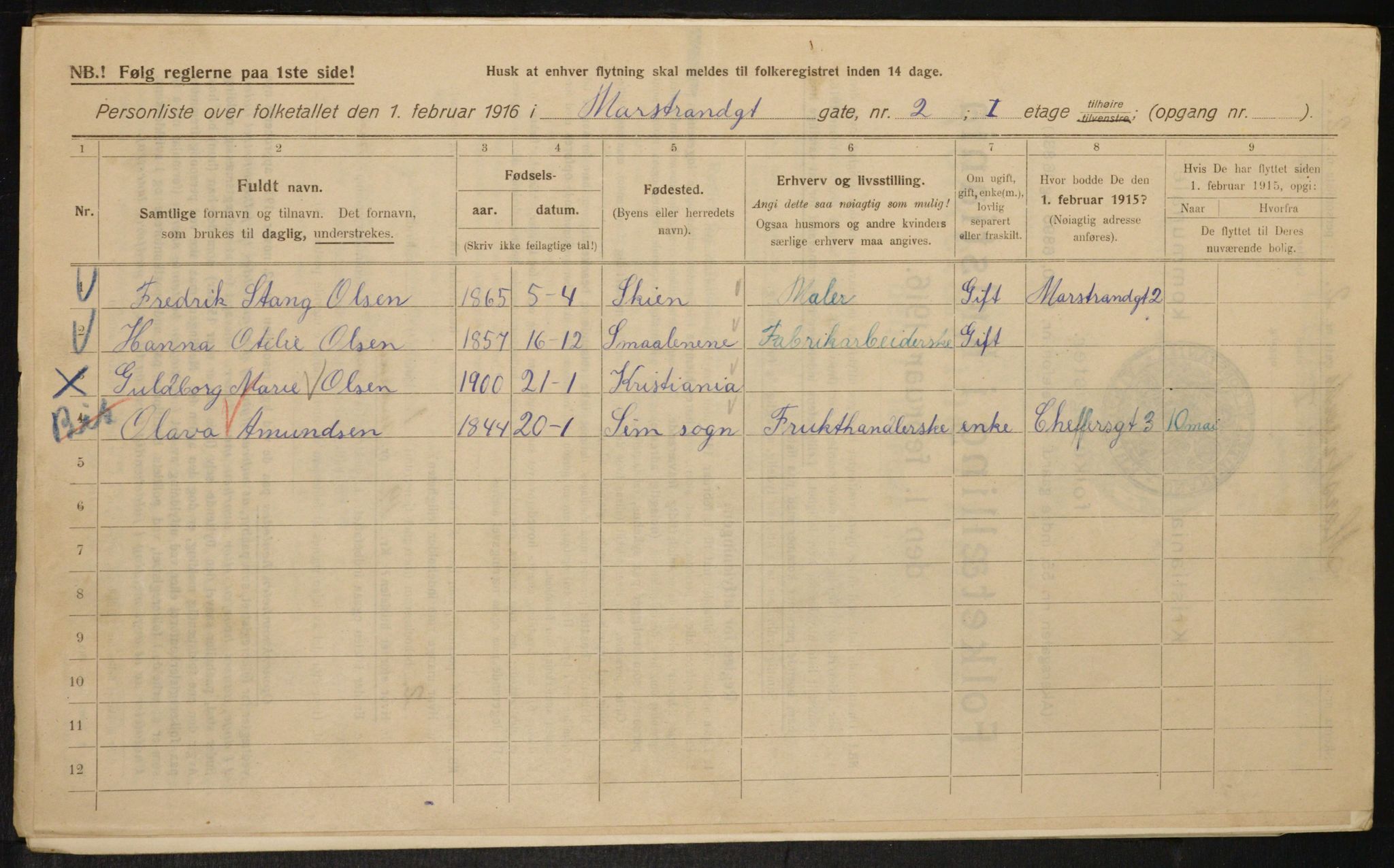 OBA, Kommunal folketelling 1.2.1916 for Kristiania, 1916, s. 66343