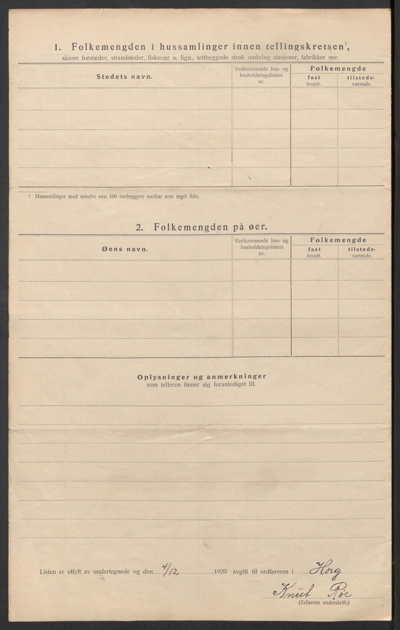 SAT, Folketelling 1920 for 1650 Horg herred, 1920, s. 33