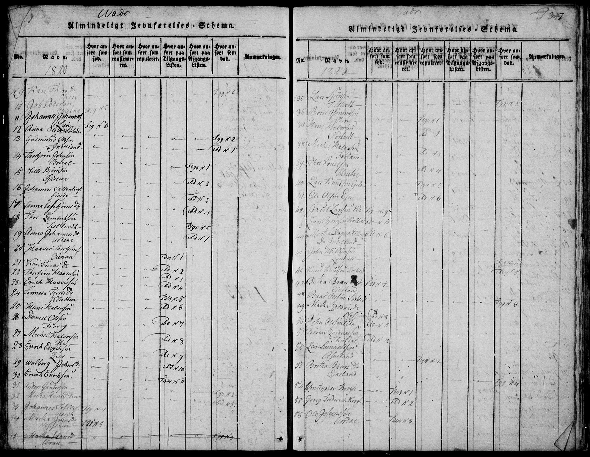 Skjold sokneprestkontor, AV/SAST-A-101847/H/Ha/Hab/L0002: Klokkerbok nr. B 2 /2, 1815-1830, s. 347