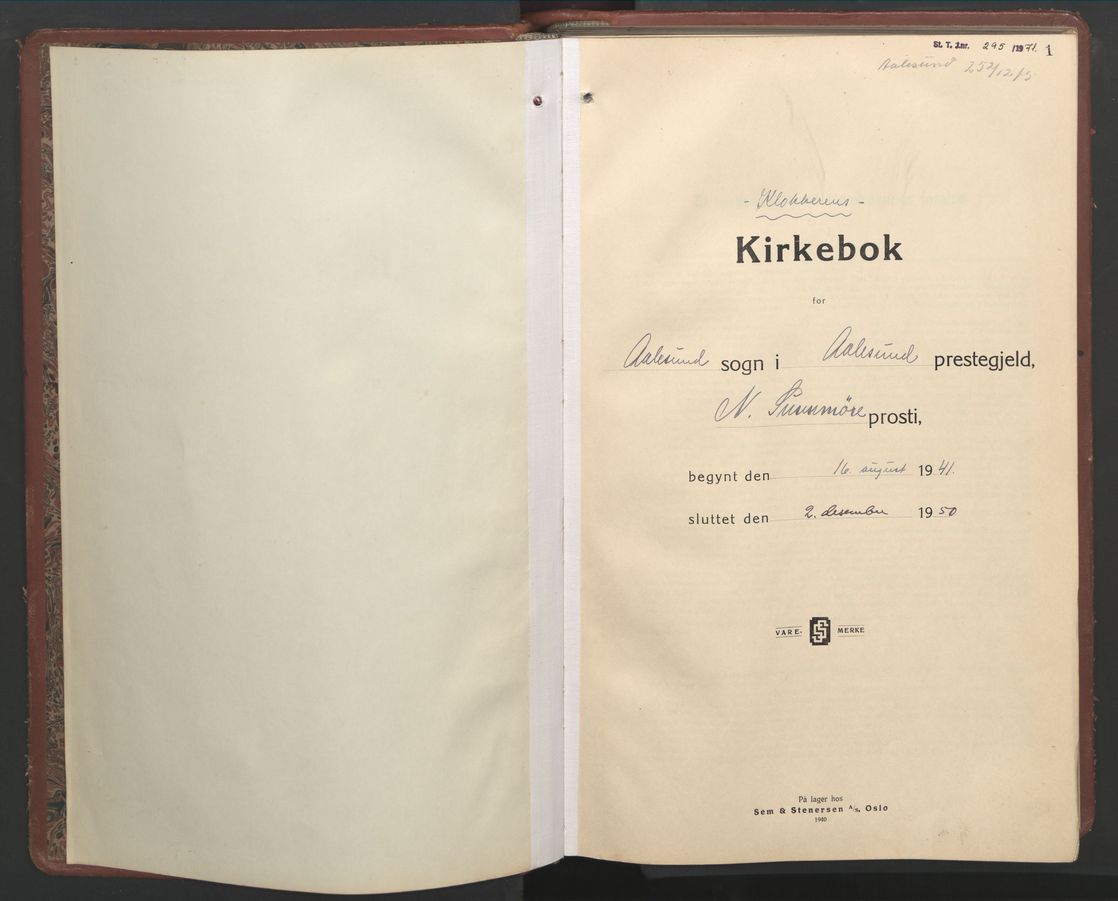 Ministerialprotokoller, klokkerbøker og fødselsregistre - Møre og Romsdal, SAT/A-1454/529/L0479: Klokkerbok nr. 529C16, 1941-1950, s. 1