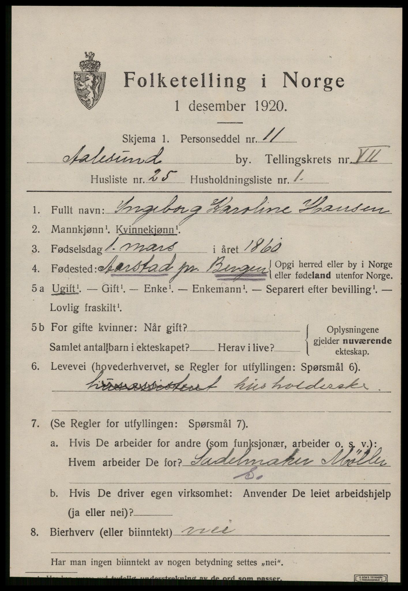 SAT, Folketelling 1920 for 1501 Ålesund kjøpstad, 1920, s. 20020