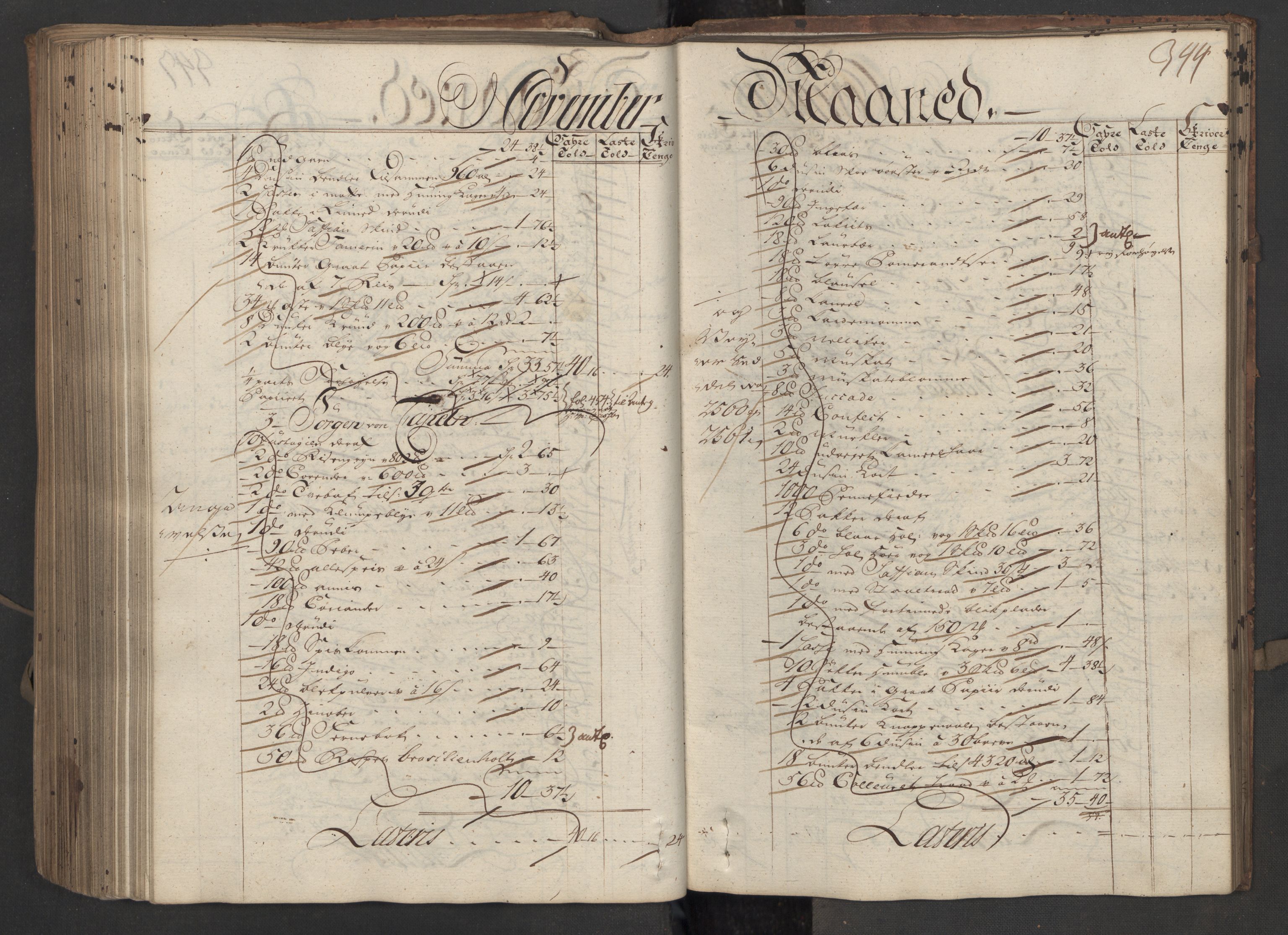 Generaltollkammeret, tollregnskaper, AV/RA-EA-5490/R08/L0034/0001: Tollregnskaper Drammen / Inngående hovedtollbok, 1756, s. 343b-344a