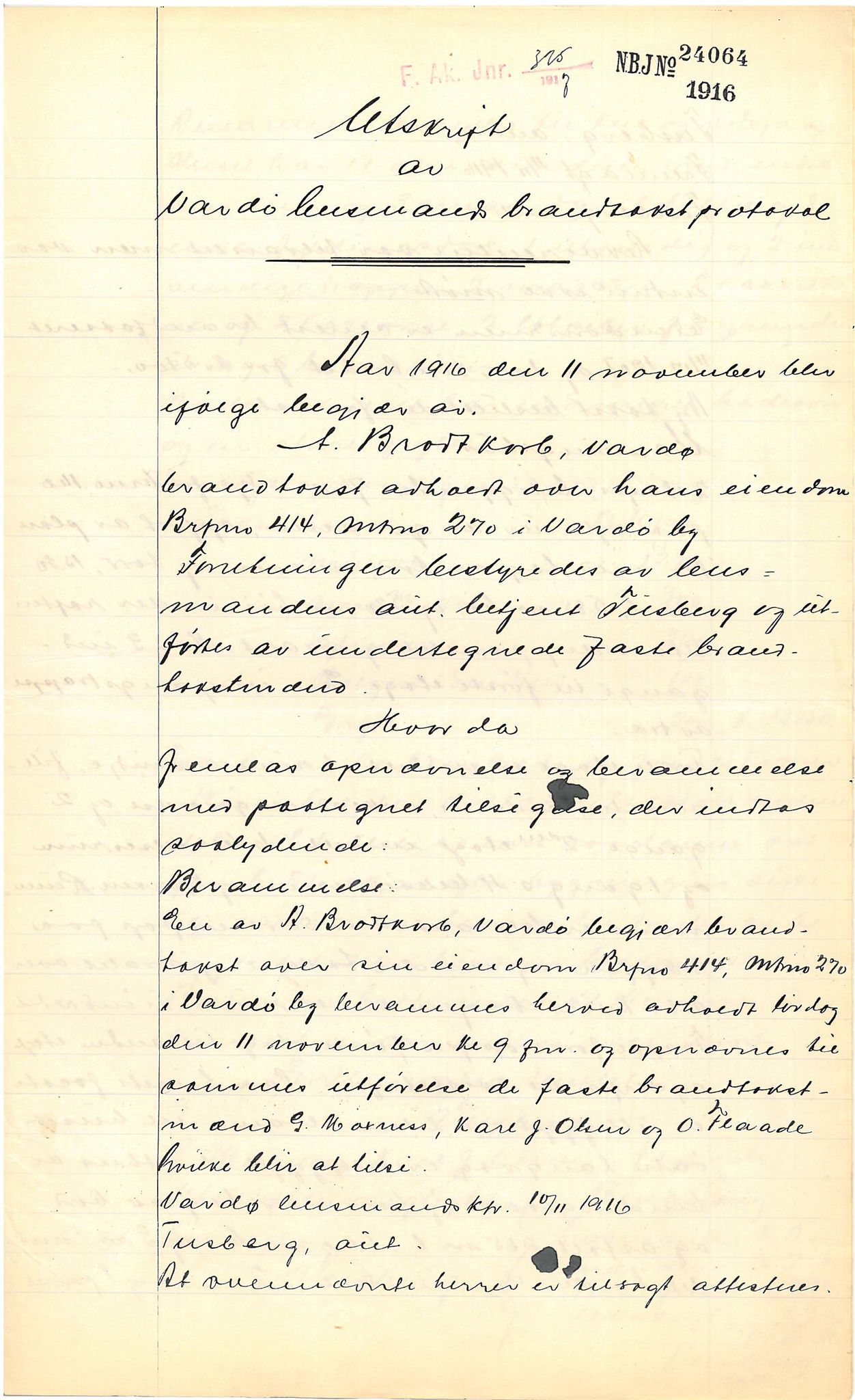 Brodtkorb handel A/S, VAMU/A-0001/Q/Qb/L0001: Skjøter og grunnbrev i Vardø by, 1822-1943, s. 339