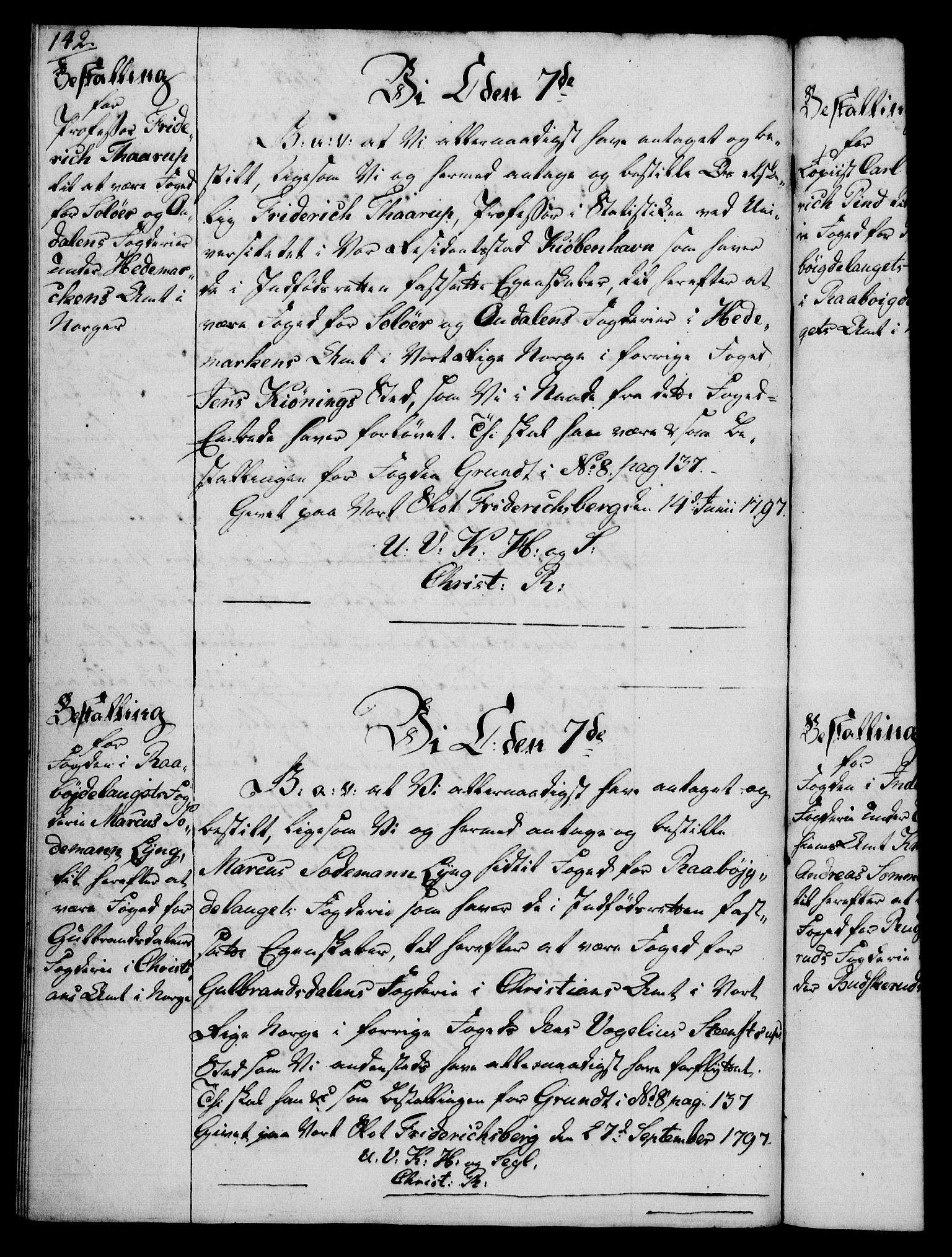 Rentekammeret, Kammerkanselliet, AV/RA-EA-3111/G/Gg/Gge/L0006: Norsk bestallingsprotokoll med register (merket RK 53.30), 1773-1814, s. 142