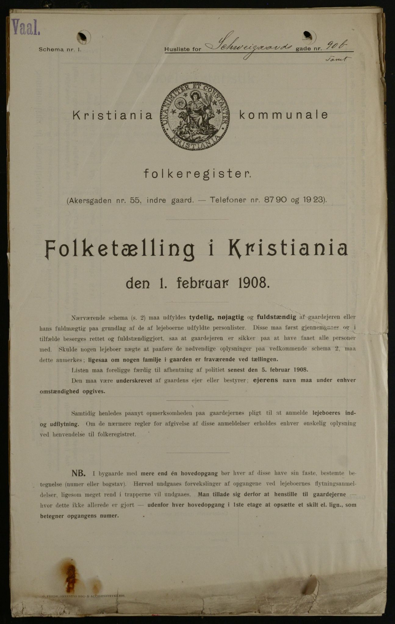 OBA, Kommunal folketelling 1.2.1908 for Kristiania kjøpstad, 1908, s. 83048