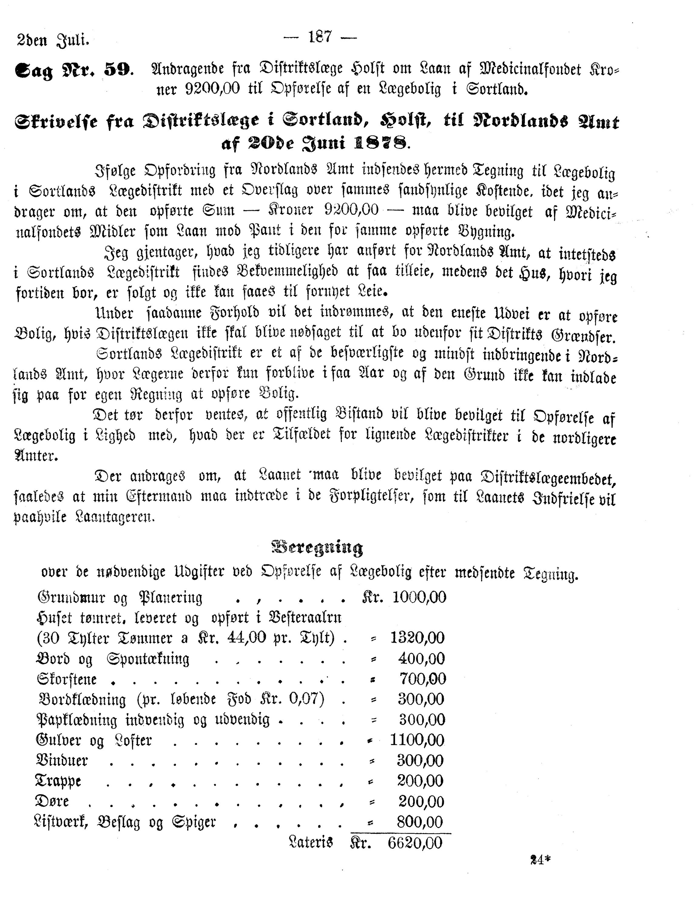 Nordland Fylkeskommune. Fylkestinget, AIN/NFK-17/176/A/Ac/L0010: Fylkestingsforhandlinger 1874-1880, 1874-1880