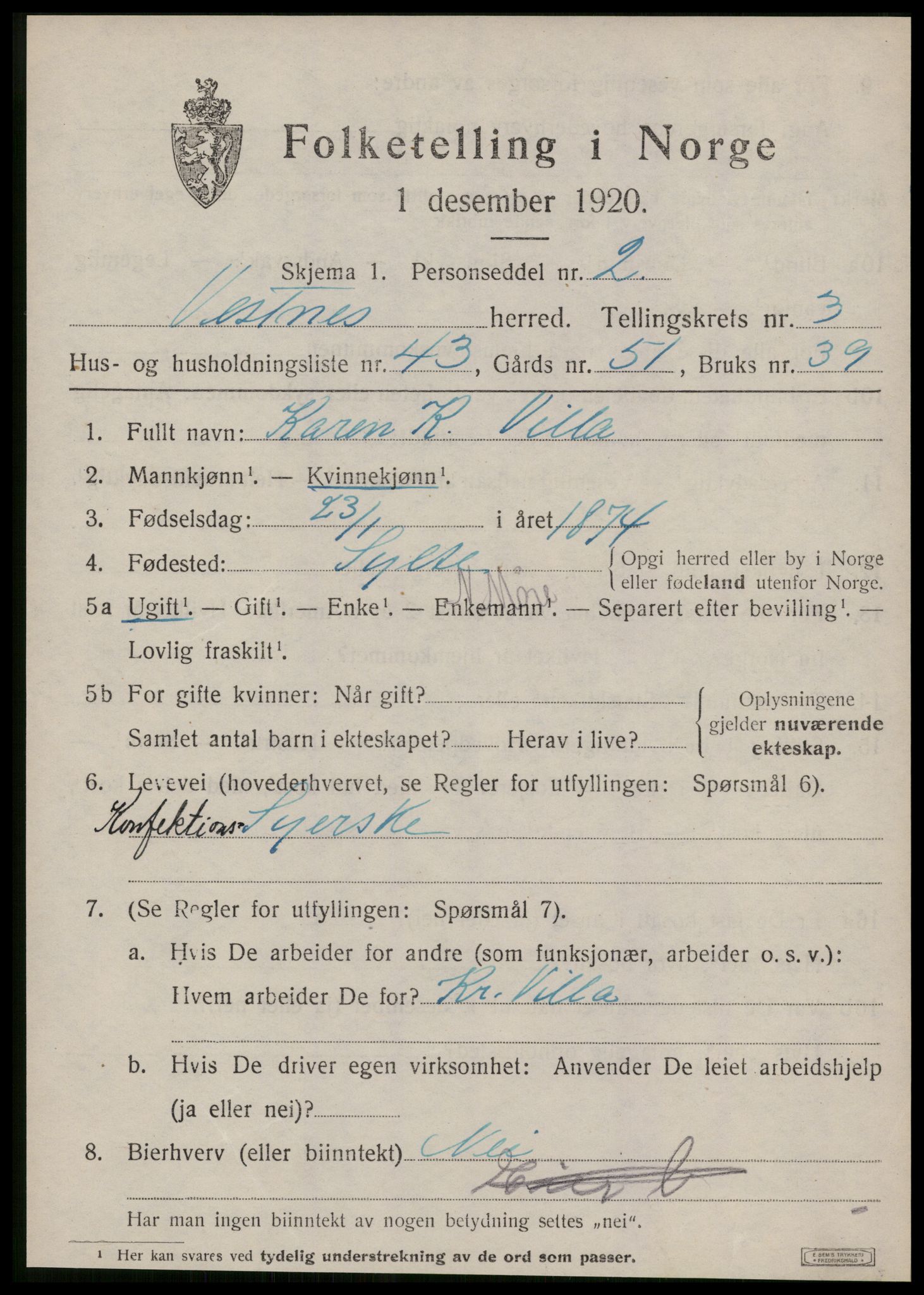SAT, Folketelling 1920 for 1535 Vestnes herred, 1920, s. 3117