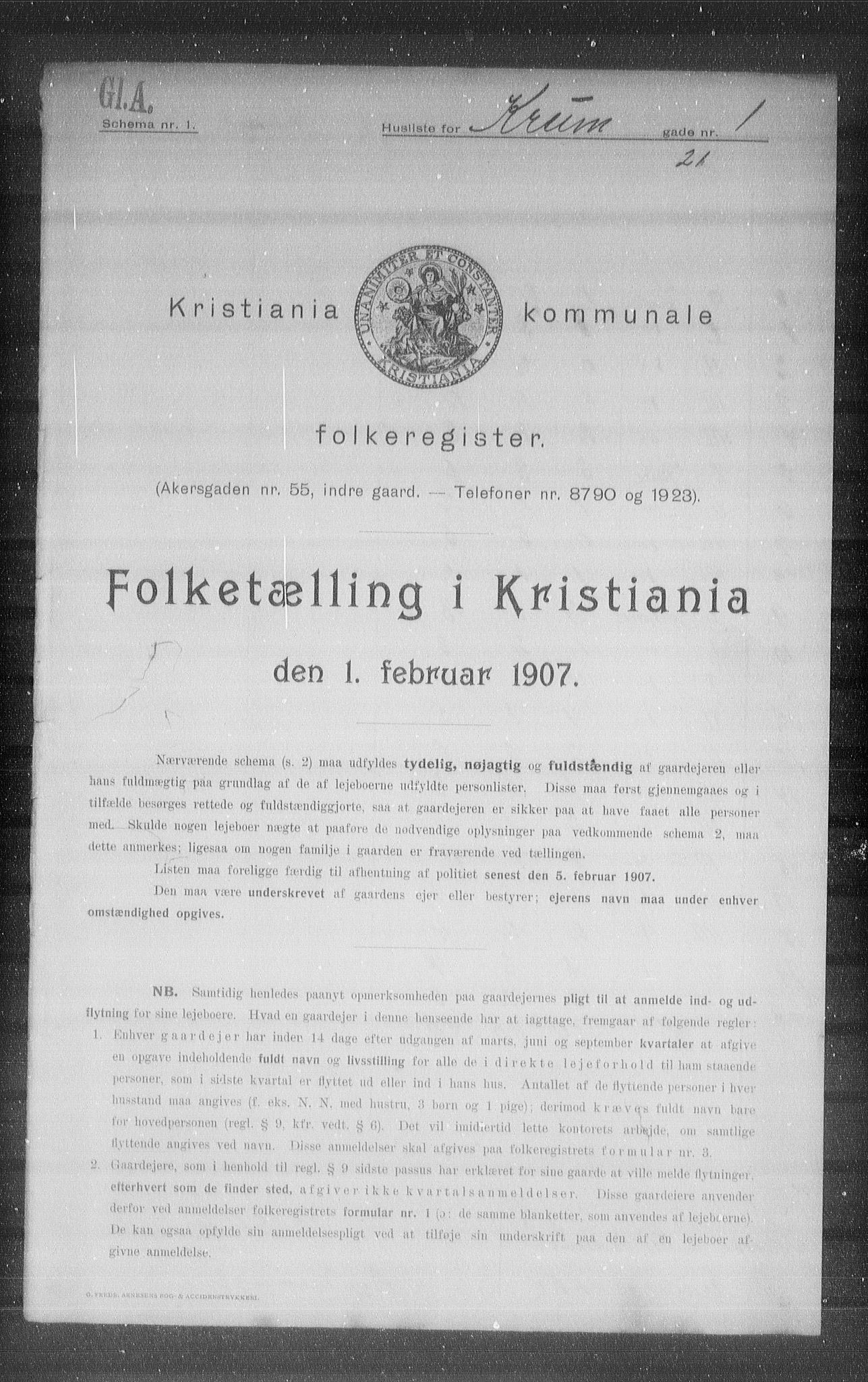OBA, Kommunal folketelling 1.2.1907 for Kristiania kjøpstad, 1907, s. 27938