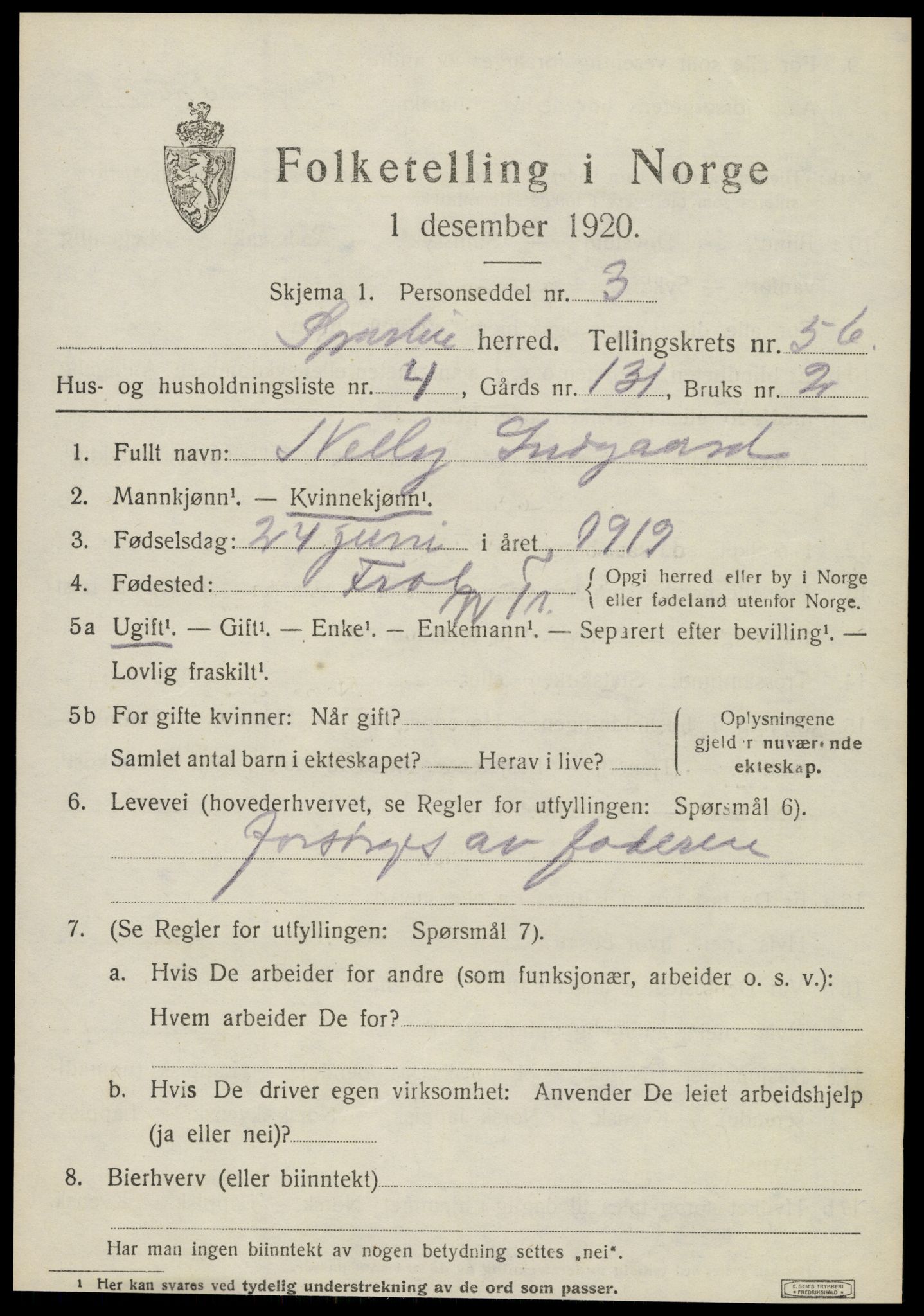 SAT, Folketelling 1920 for 1731 Sparbu herred, 1920, s. 6863