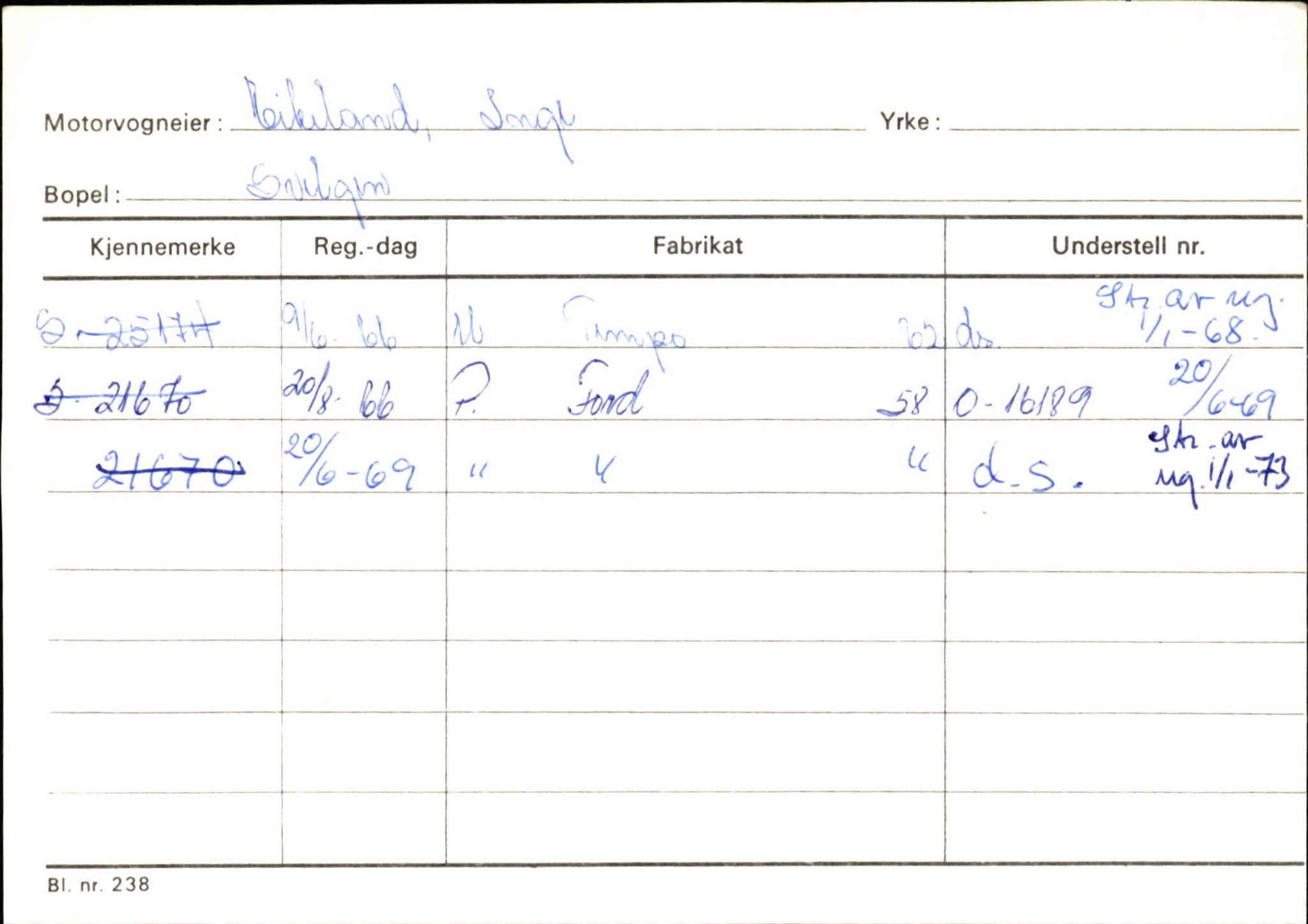 Statens vegvesen, Sogn og Fjordane vegkontor, AV/SAB-A-5301/4/F/L0133: Eigarregister Bremanger A-Å. Gaular A-H, 1945-1975, s. 221
