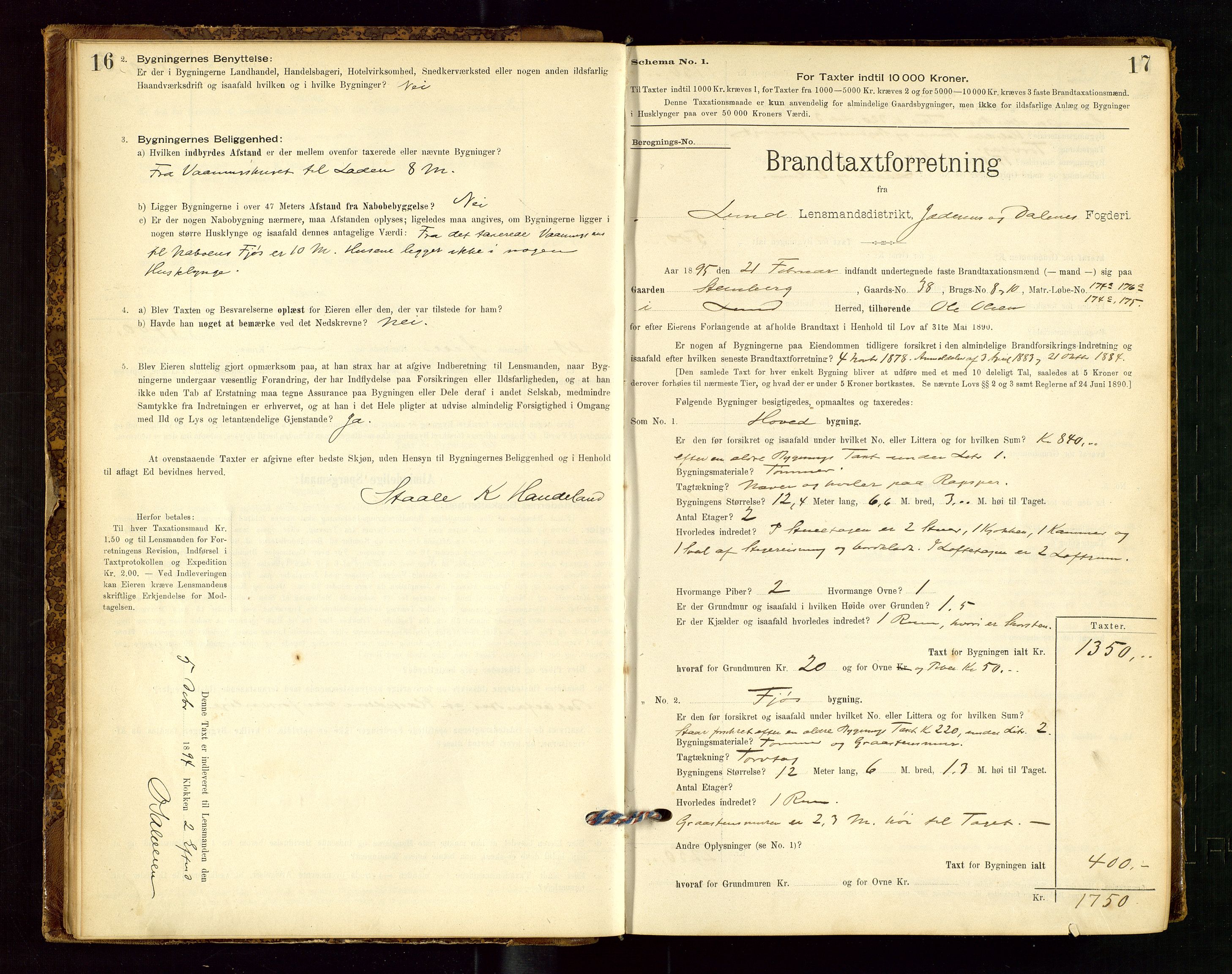 Lund lensmannskontor, AV/SAST-A-100303/Gob/L0001: "Brandtakstprotokol", 1894-1907, s. 16-17