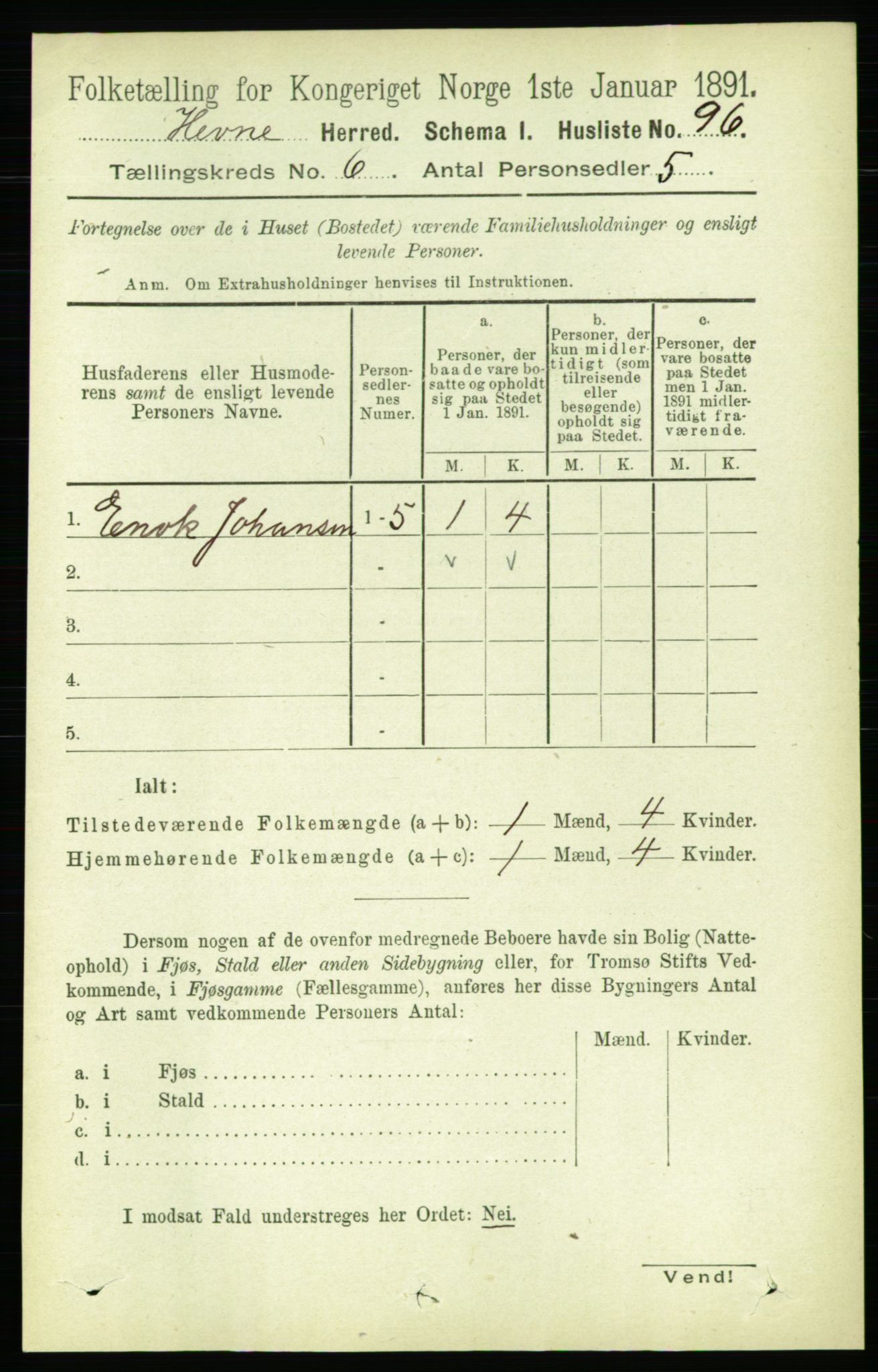 RA, Folketelling 1891 for 1612 Hemne herred, 1891, s. 3410