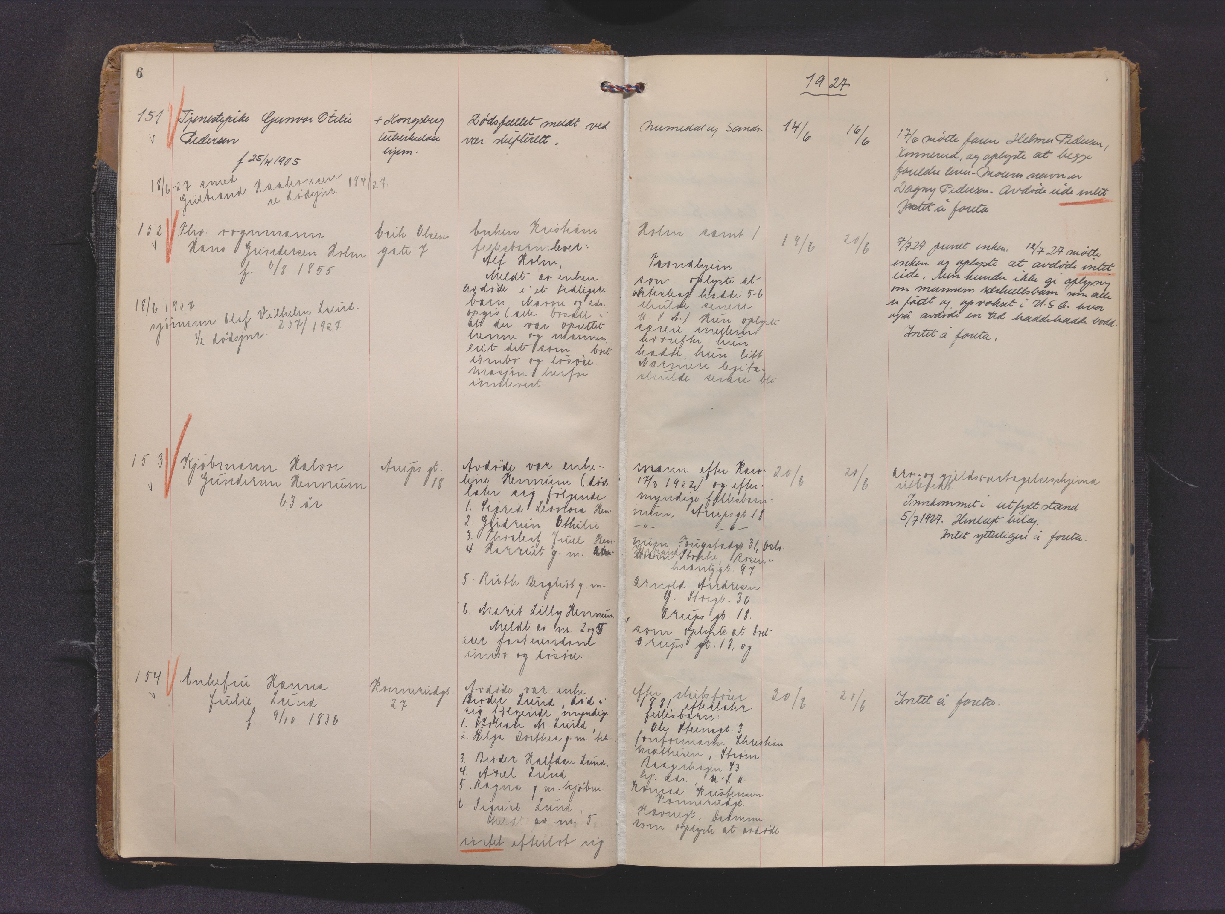 Drammen byfogd, AV/SAKO-A-222/H/Ha/Haa/L0016: Dødsjournal., 1927-1930, s. 6
