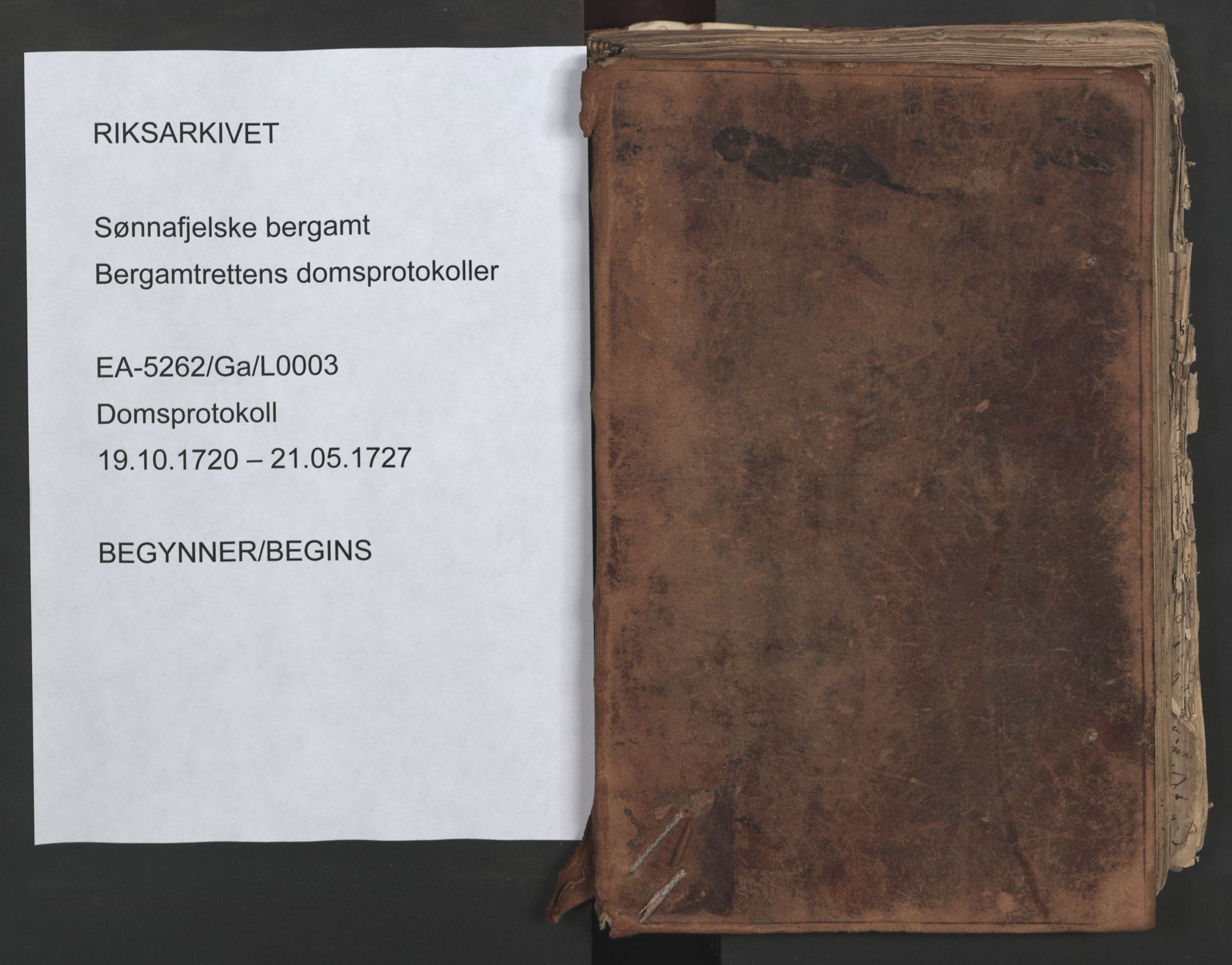 Sønnafjelske bergamt , SAKO/EA-5262/G/Ga/L0003: Domsprotokoll, 1720-1727