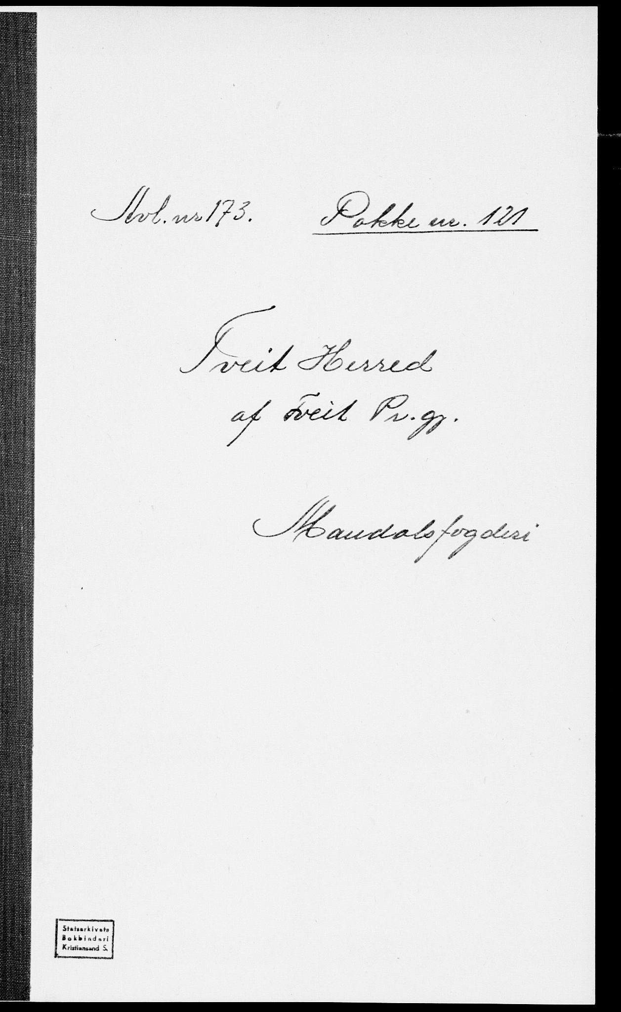 SAK, Folketelling 1875 for 1013P Tveit prestegjeld, 1875, s. 1