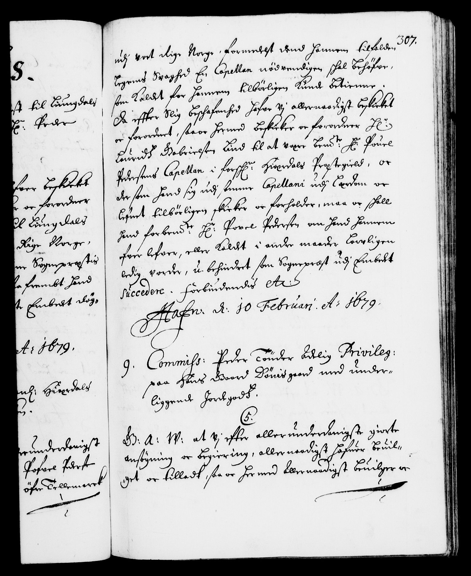 Danske Kanselli 1572-1799, AV/RA-EA-3023/F/Fc/Fca/Fcaa/L0012: Norske registre (mikrofilm), 1674-1680, s. 307a