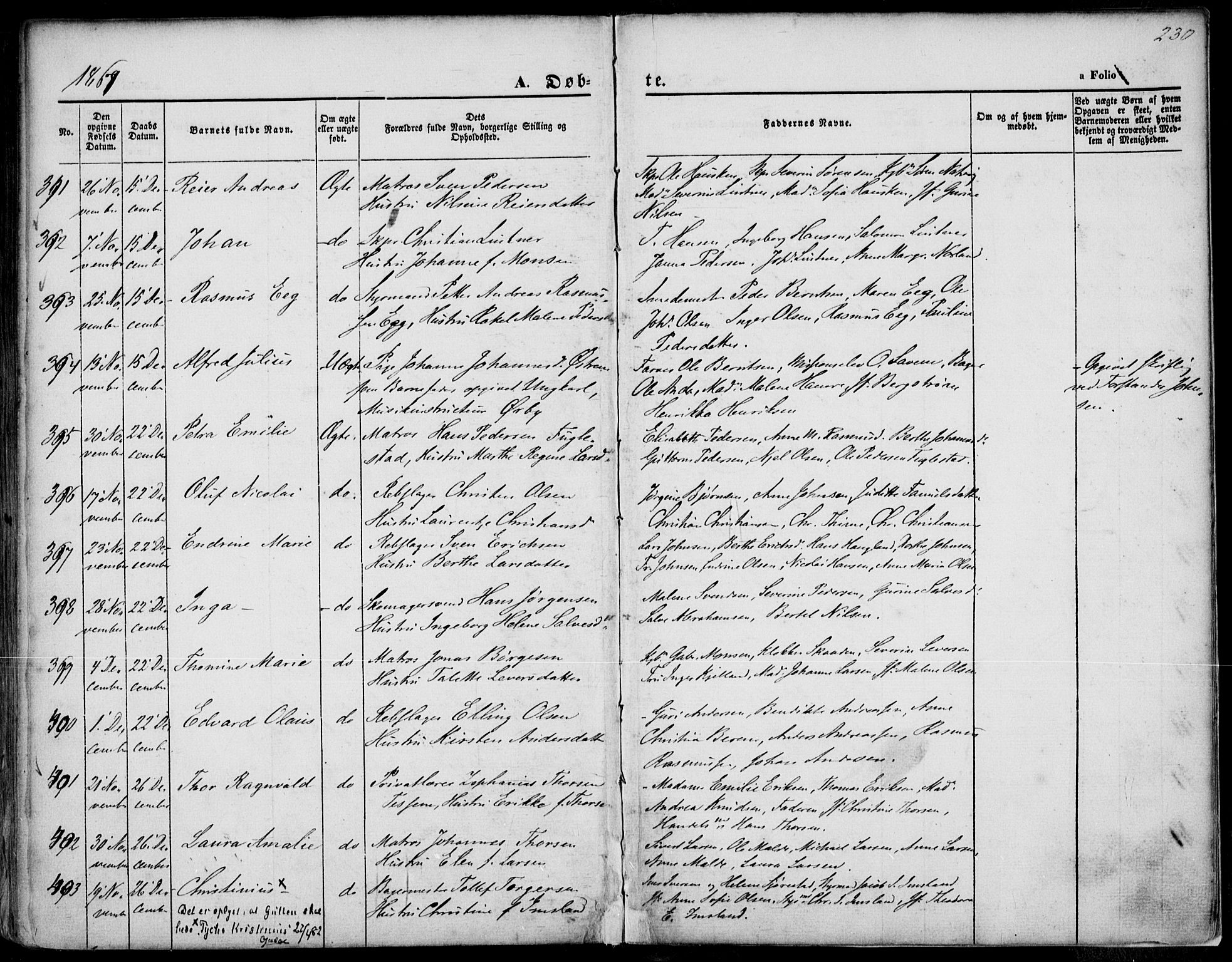 St. Petri sokneprestkontor, AV/SAST-A-101813/001/30/30BA/L0001: Ministerialbok nr. A 1, 1861-1868, s. 230