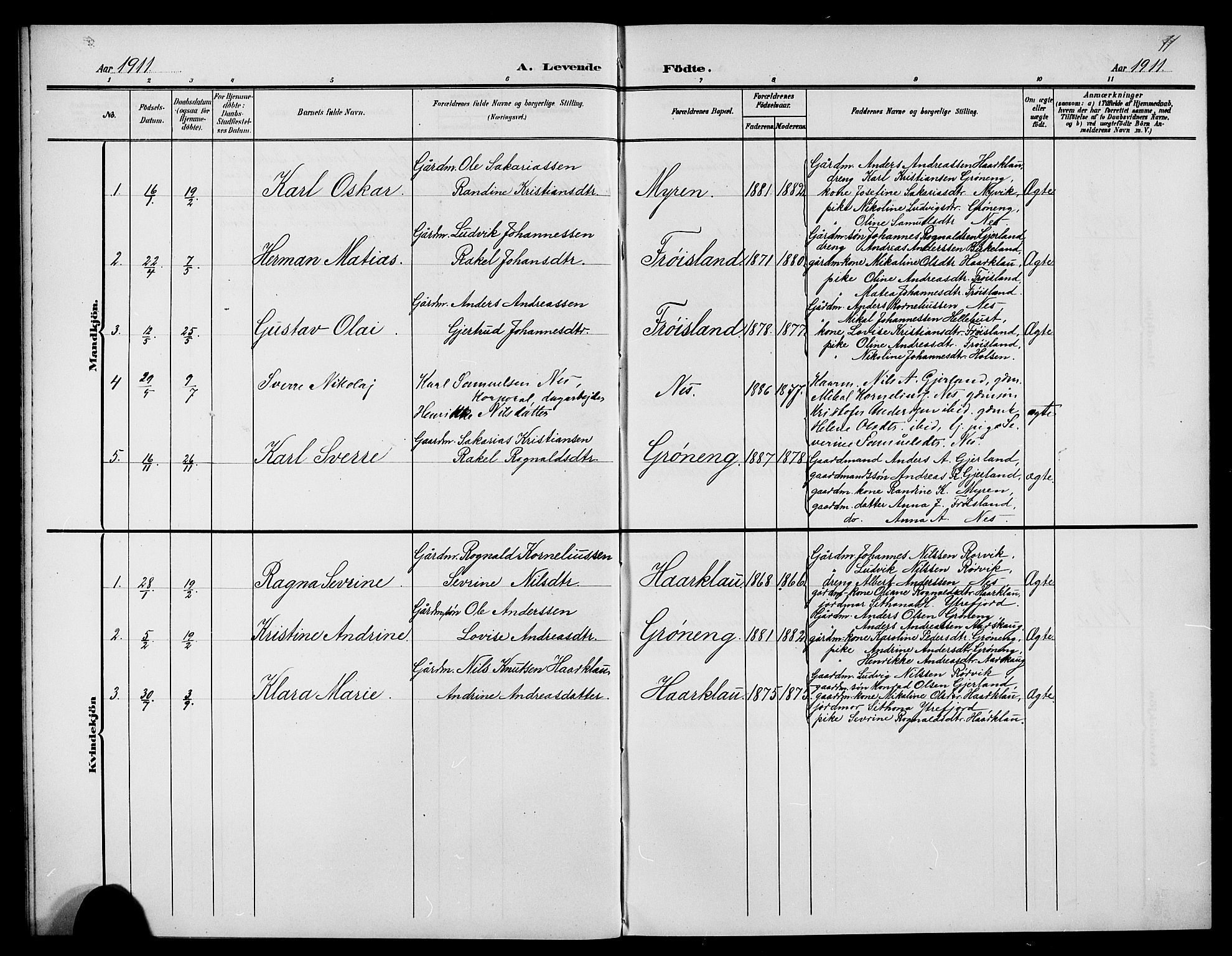 Førde sokneprestembete, AV/SAB-A-79901/H/Hab/Habb/L0001: Klokkerbok nr. B 1, 1904-1924, s. 11