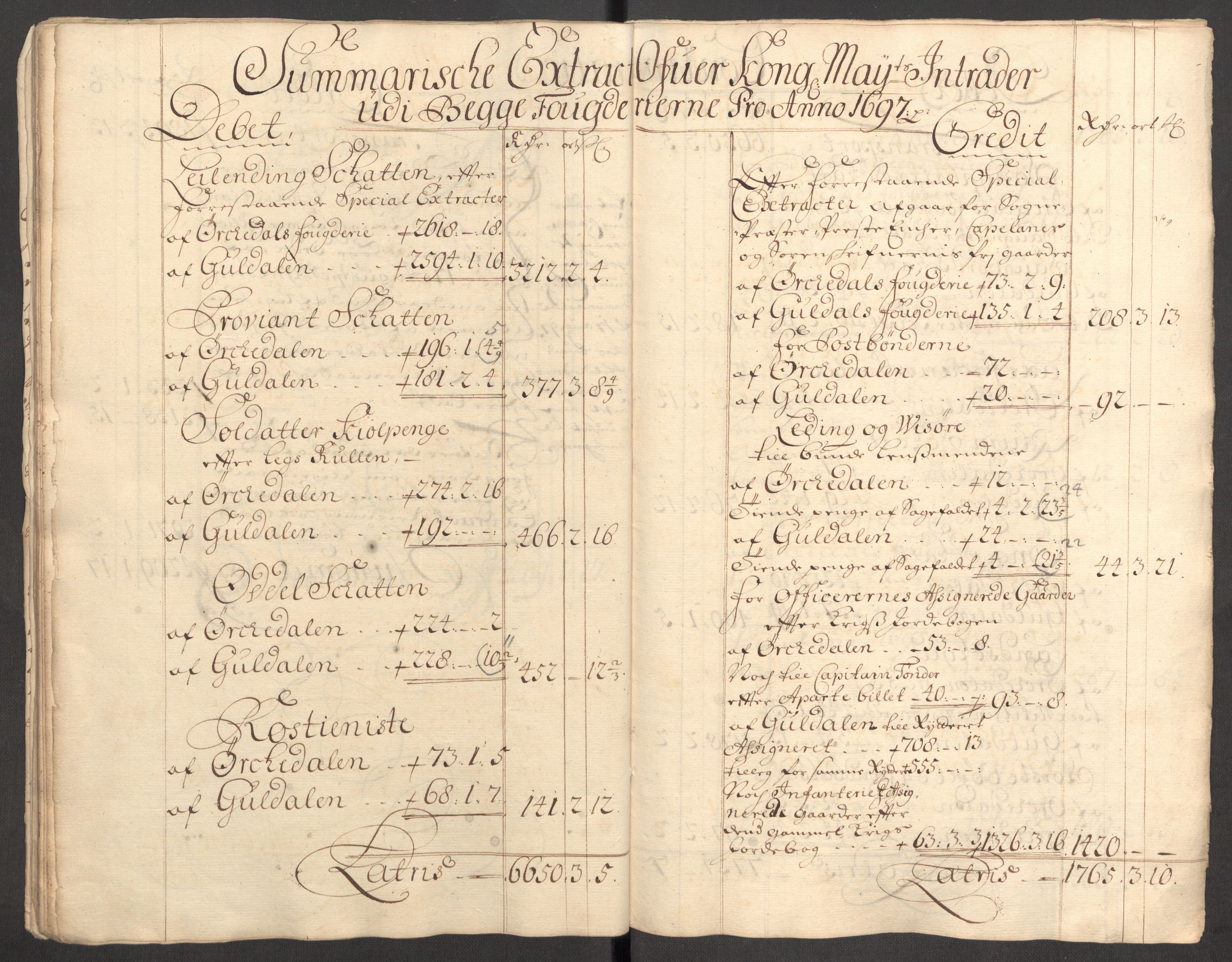 Rentekammeret inntil 1814, Reviderte regnskaper, Fogderegnskap, RA/EA-4092/R60/L3947: Fogderegnskap Orkdal og Gauldal, 1697, s. 22